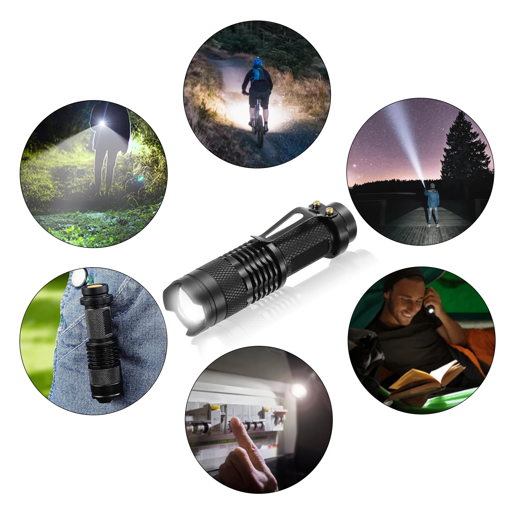 Decaker Mini Tactical Led Flashlight Single Torch Adjustable Focus Zoom Light For , Hiking, Camping, Hurricane & Power Outage (3)
