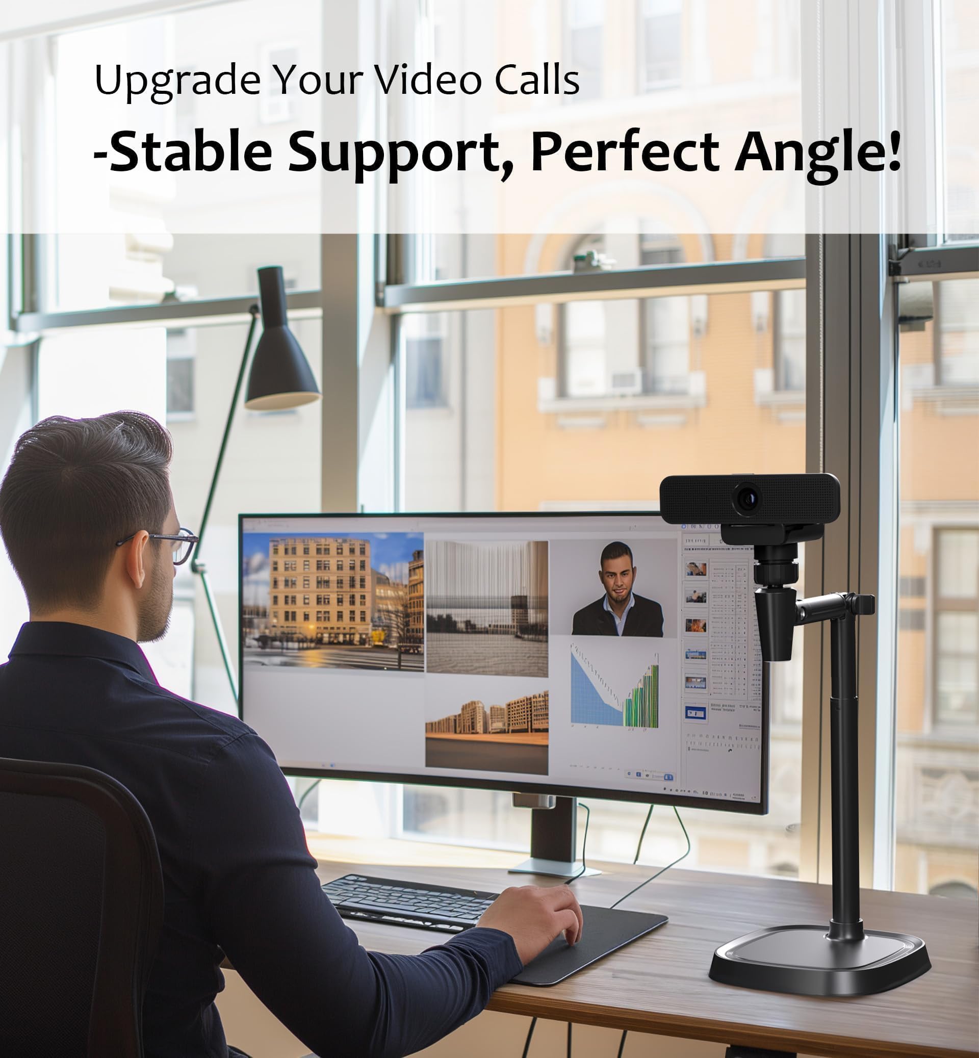 Tomgear Webcam Stand Camera Mount Cellphone Stand For Webcam C925E C922X C922 C930E C930 C920 C615 Brio 4K, Dslr Camera Right Light With 1/4" Thread, 1-Pack