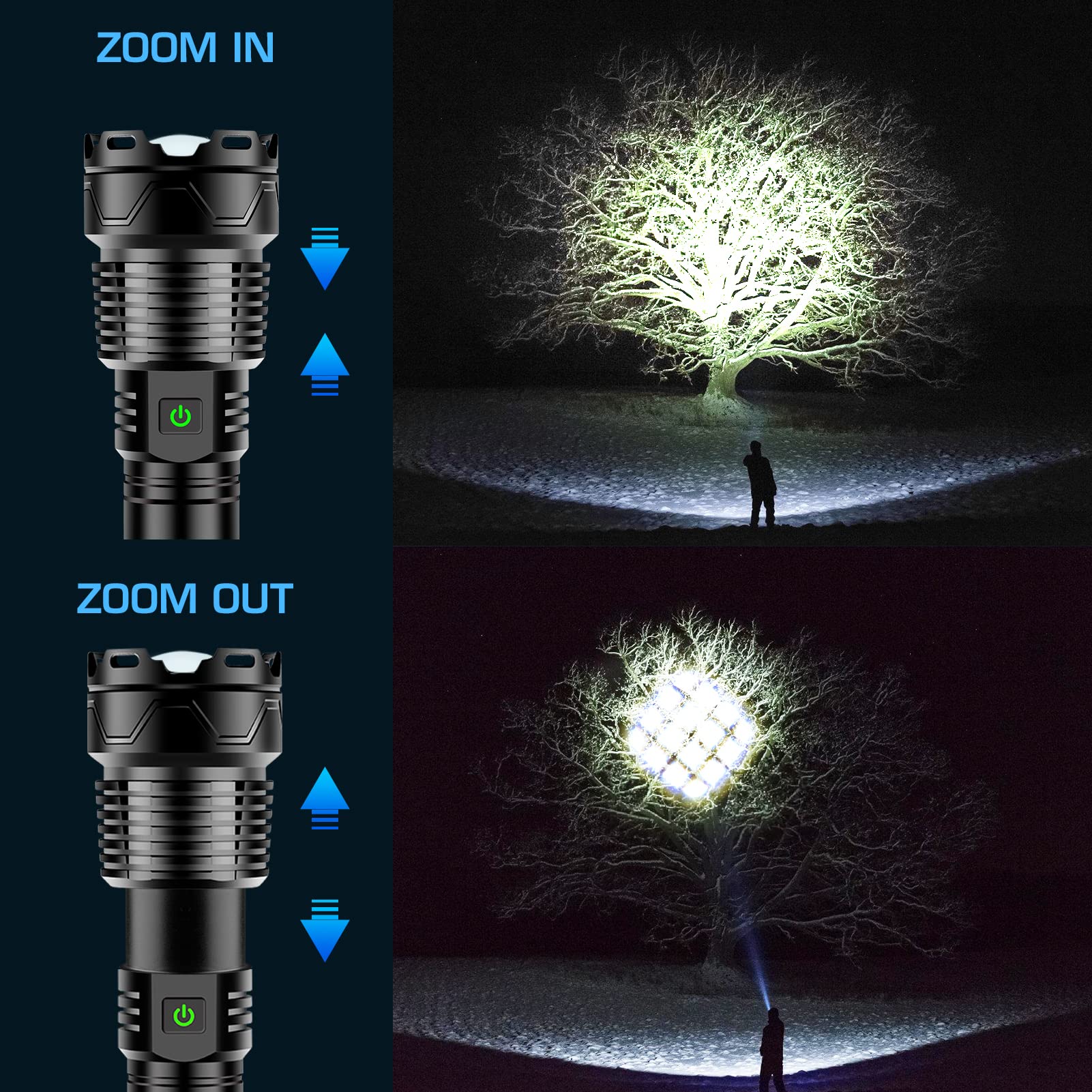 Brovave Rechargeable Led Flashlights,120000 High Lumens Super Bright Flashlight,Xhp160.2 Tactical Flashlight With Zoomable&5 Modes&Ipx65 Waterproof,Powerful Handheld Flashlight For Camping,Hiking,Emergencies