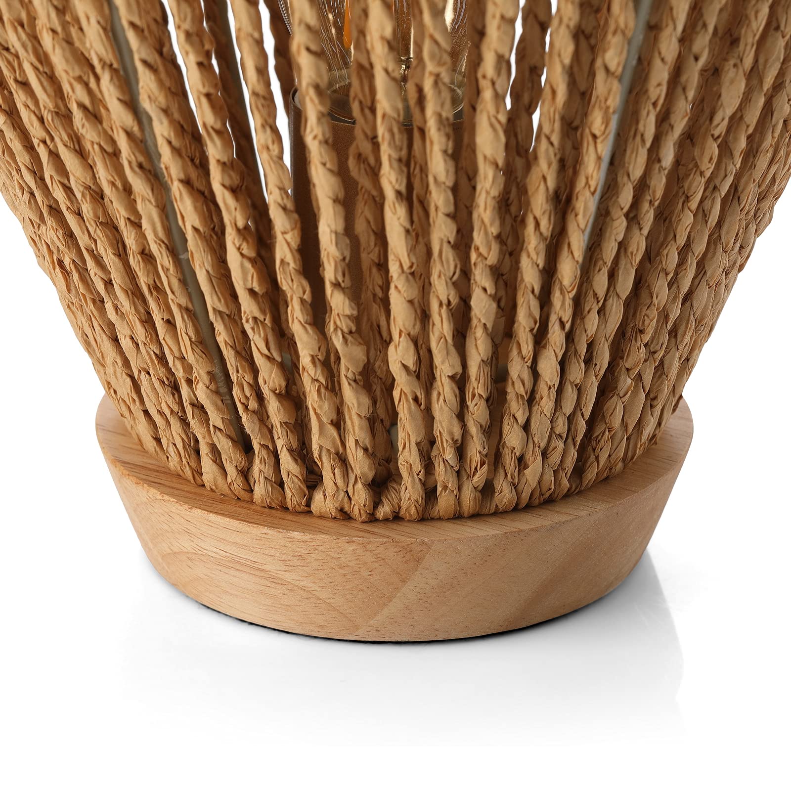 Sainsbarry Boho Table Lamps For Bedroom & Living Room - Small Natural Woven Basket Lanterns With Paper String Shades