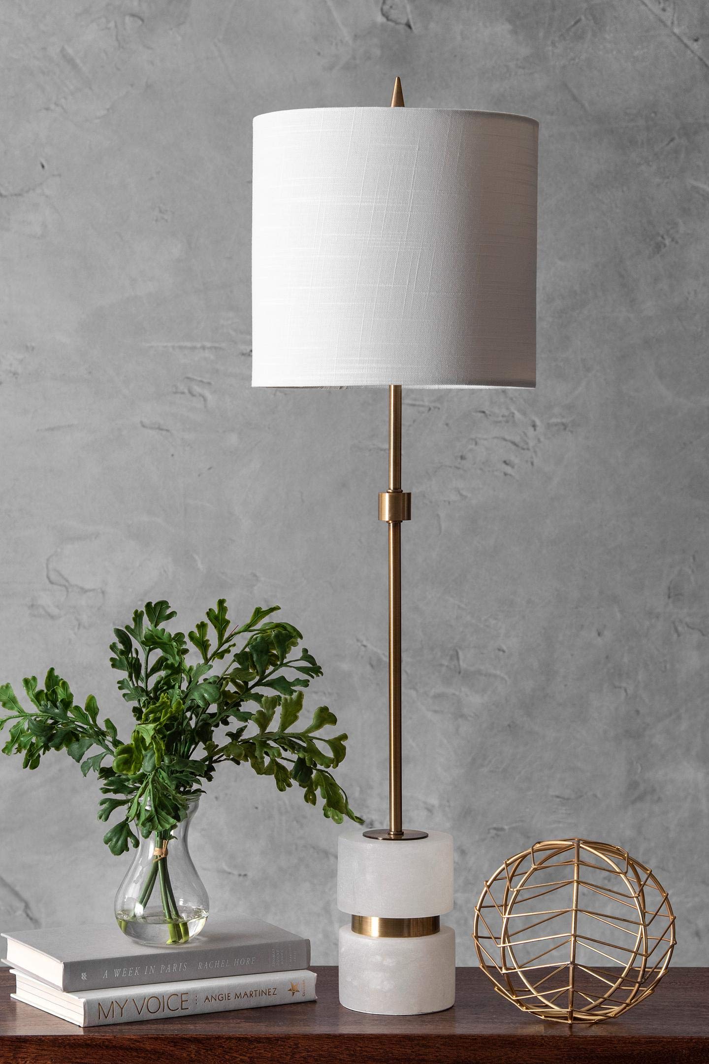 Nuloom Mct04Aa Charlotte 31" Table Lamp, Height, Gold & Marble