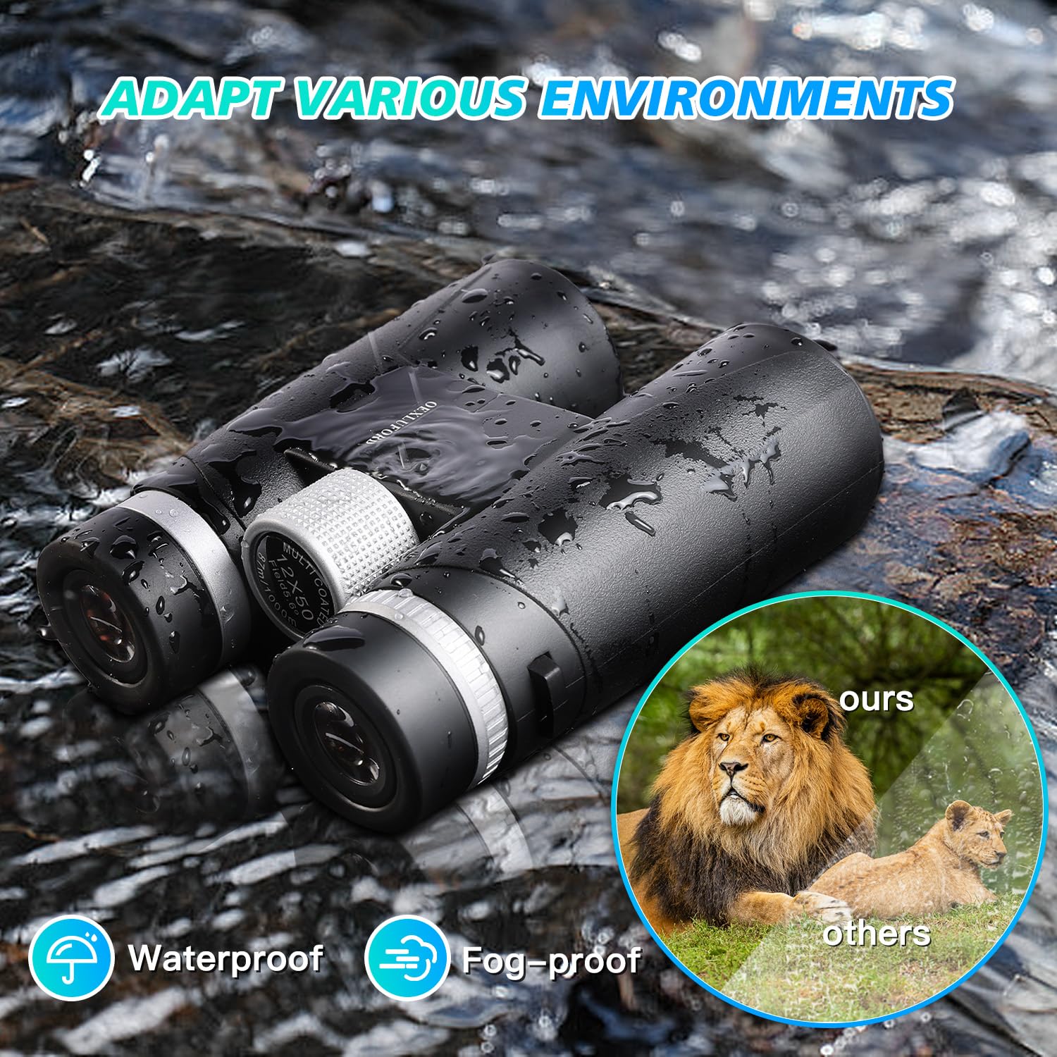 Oexluford 12X50 Hd Binoculars - Adults' High Power Binoculars With Clear Low Light Vision, Bak4 Prisms & Fmc Lens, Ideal For Hunting, Hiking & Bird Watching