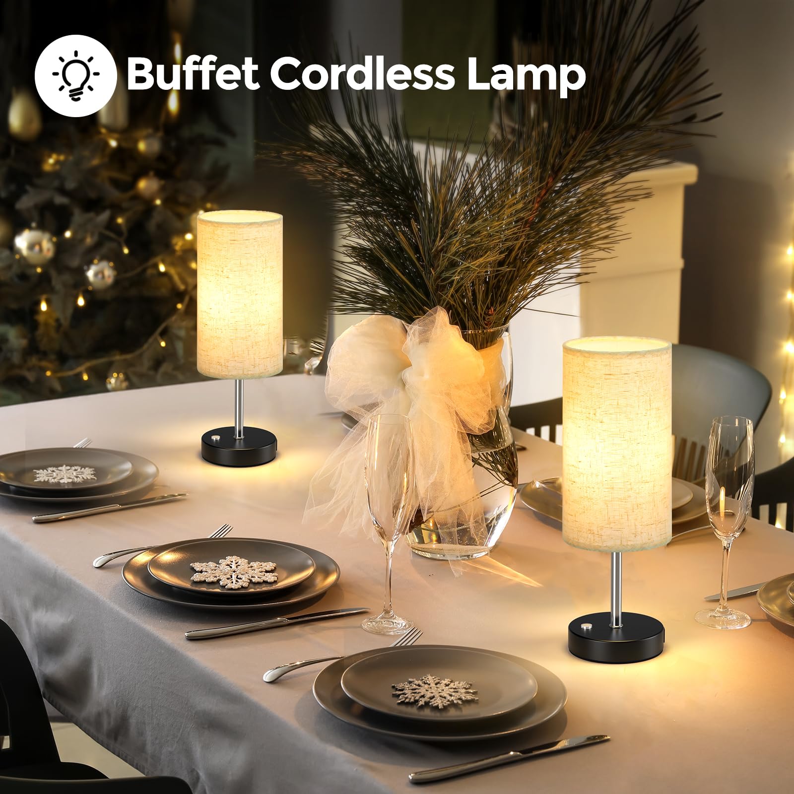 Cnxin Cordless Lamp Rechargeable 1 Pack, 14.3In Buffet Cordless Table Lamp For Living Room Restaurant, 3 Way Dimmable Touch Control Battery Operated Outdoor Wireless Light For Bedroom Nightstand