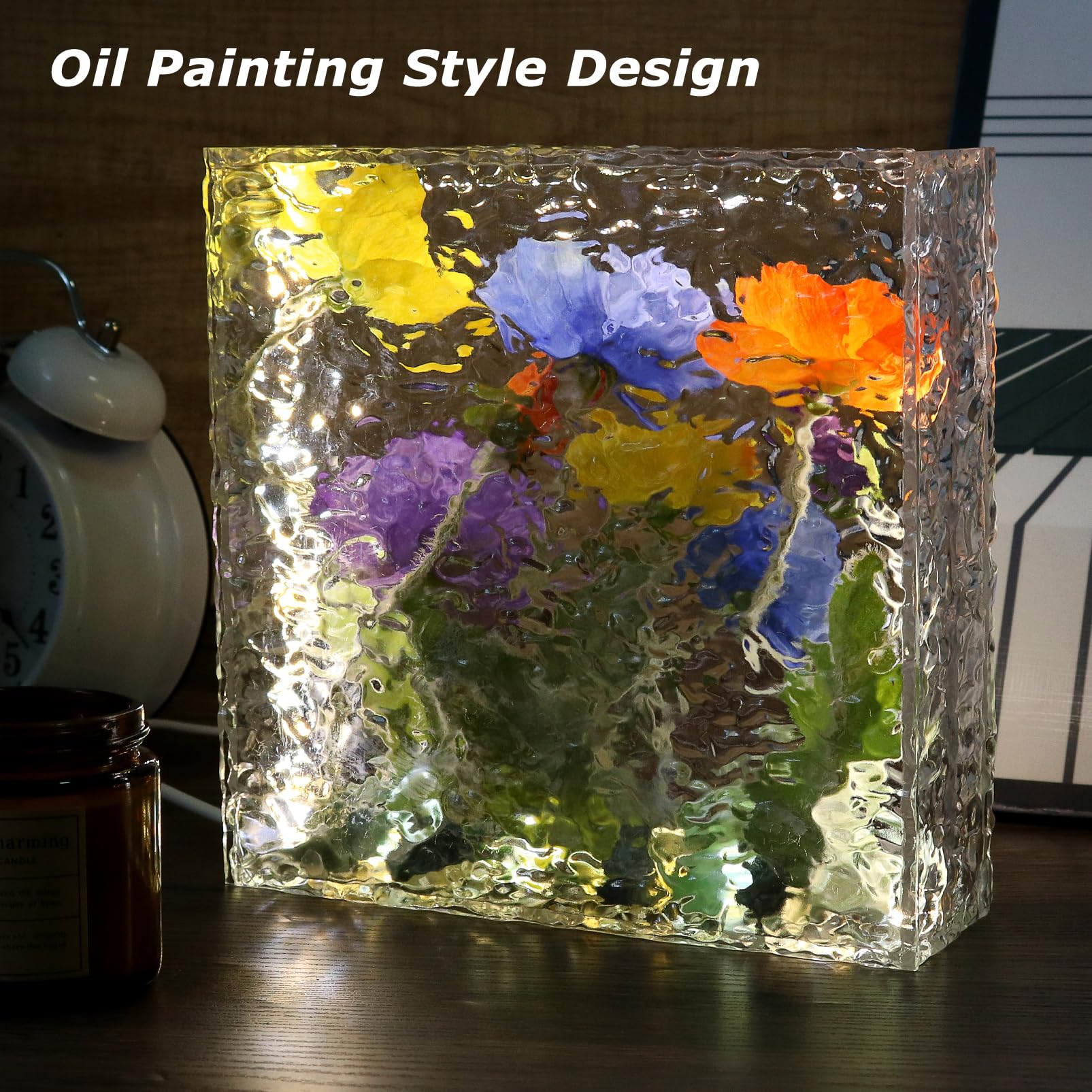 Smuk Handmade Led Artificial Flowers Lamp, 3-Way Dimmable Flower Table Lamp In Clear Acrylic Box, Unique Decorative Night Light For Bedroom Living Room, Flower Birthday For Women And Girls