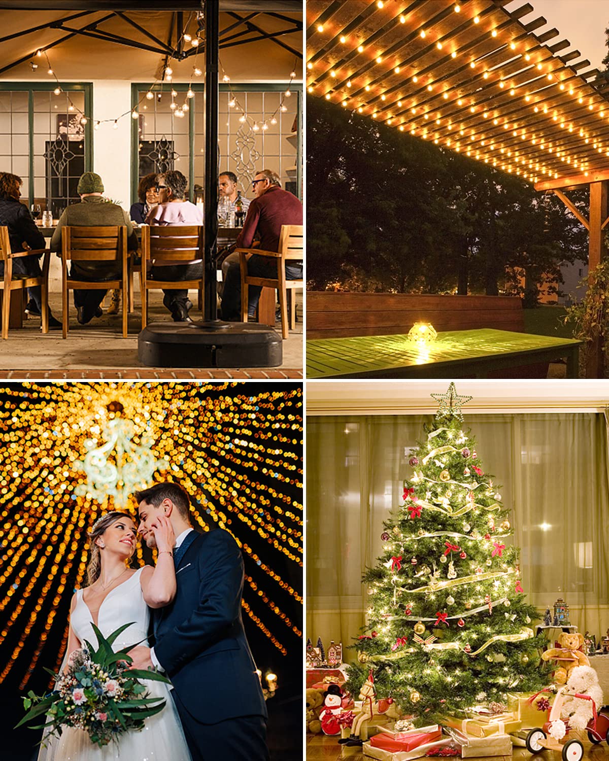 cube Outdoor String Lights With Remote, G40 Globe String Lights, 49Ft Dimmable Patio Lights With 50 Led Bubls,4 Modes, Timer, Waterproof Outdoor Lighted For Yard