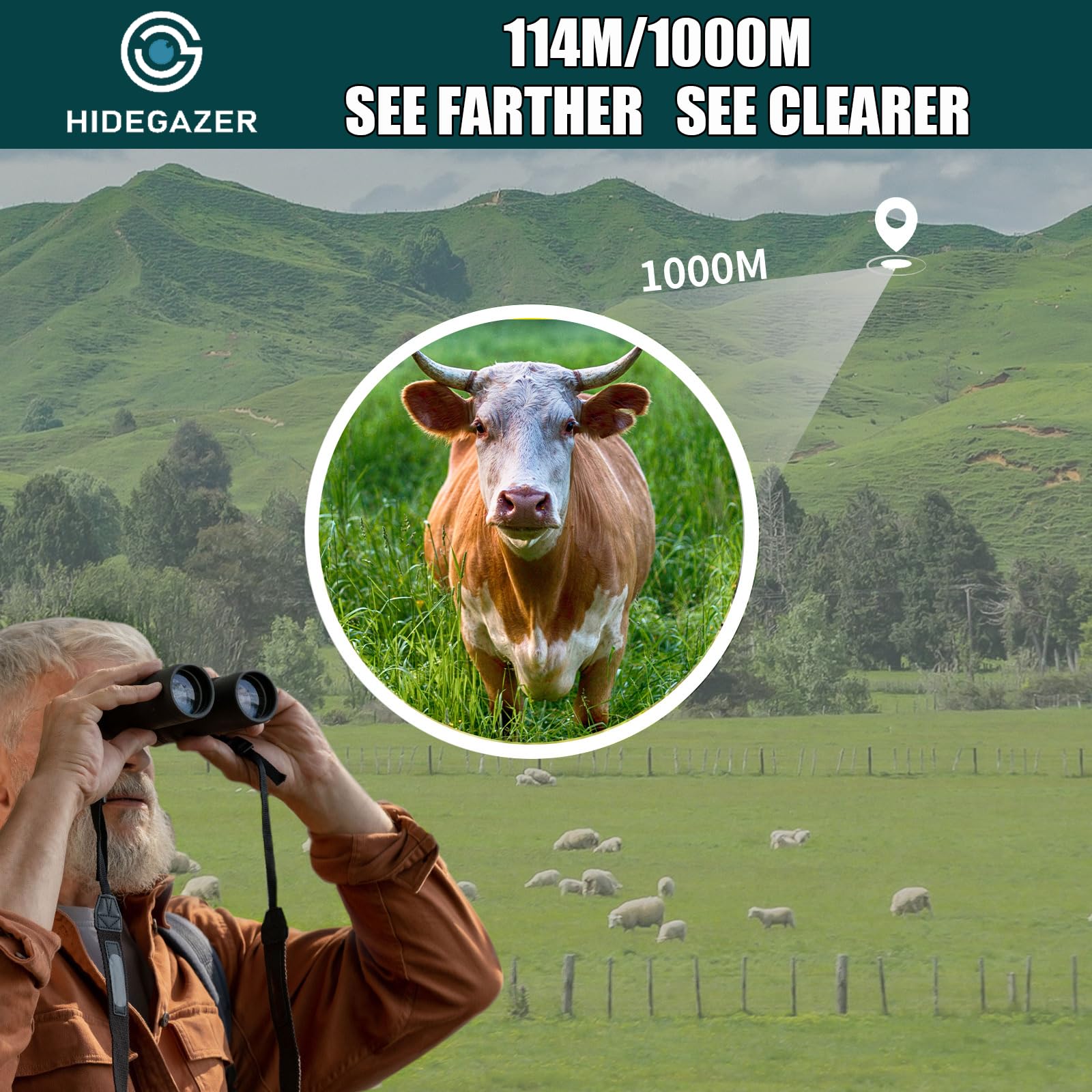 Hidegazer 12X25 Compact Binoculars For Adults And Kids - High Powered Binoculars For Bird Watching, Hunting, Travel, Hiking, Camping, Sport