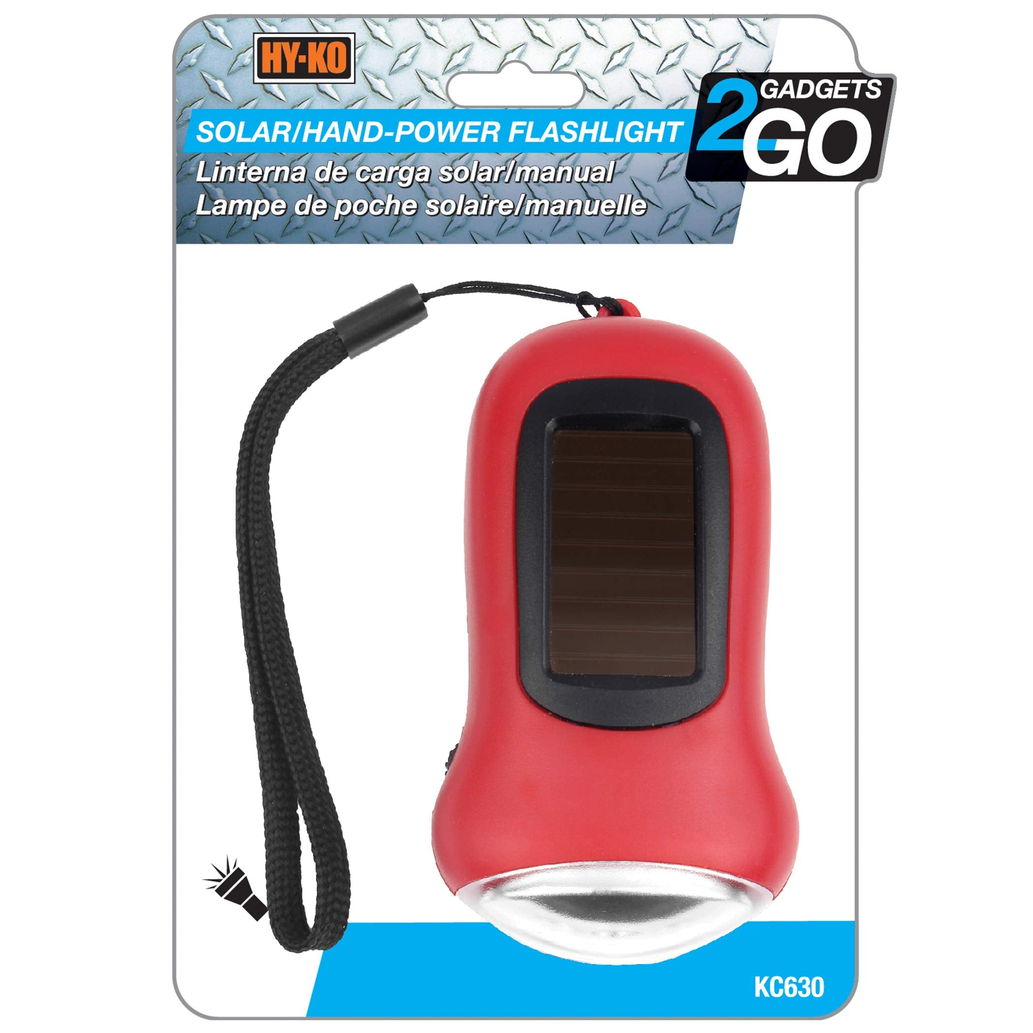 Hy-Ko Products Kc630 Solar Led Crank Flashlight Key Chain, Multi