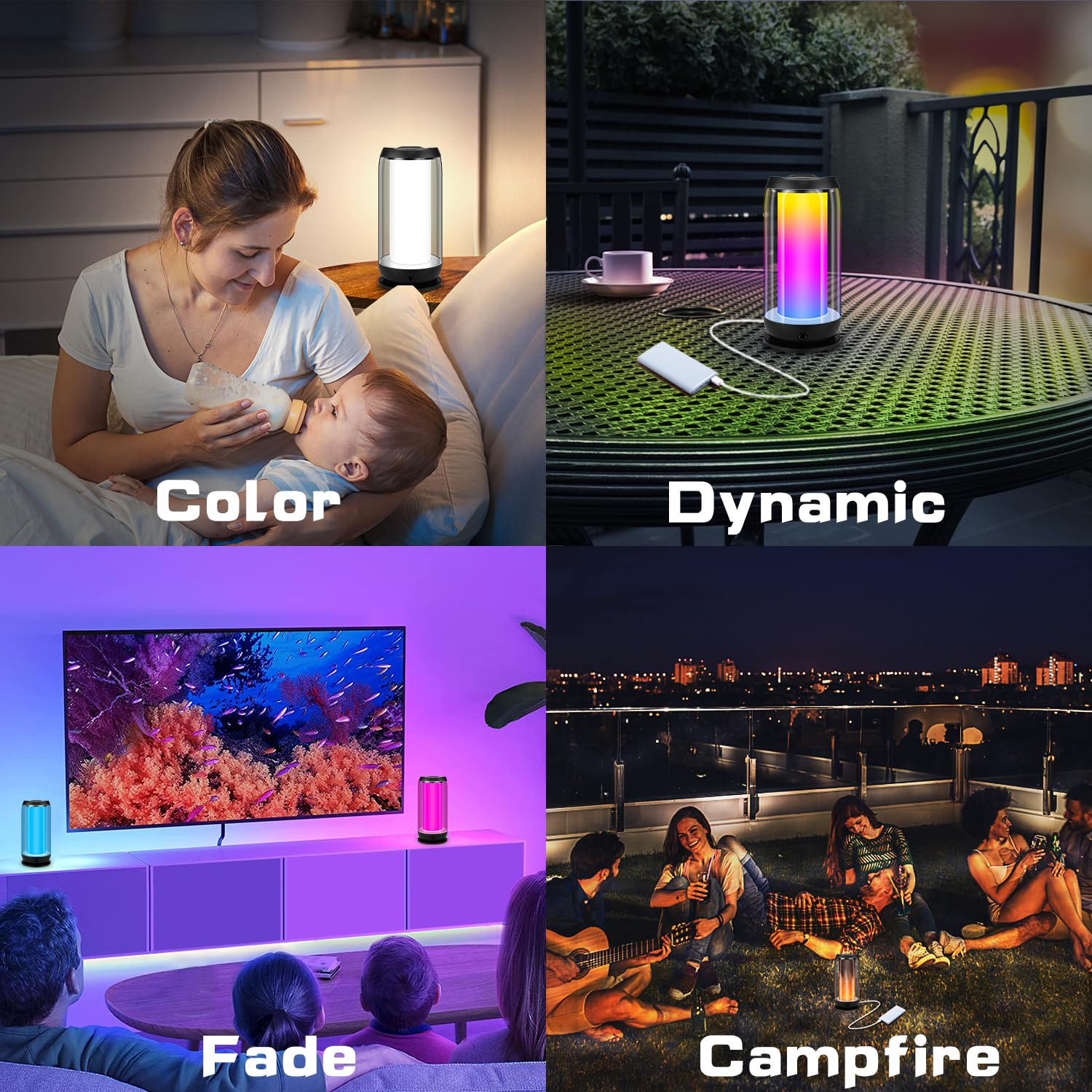 Hongut Led Table Lamp With Color Changing, Dimmable Desk Lamp With Remote, Ac/Usb Powered Night Light Nightstand Lamp Bedside Table Lamp For Living Room Bedroom-1Pk (Black)