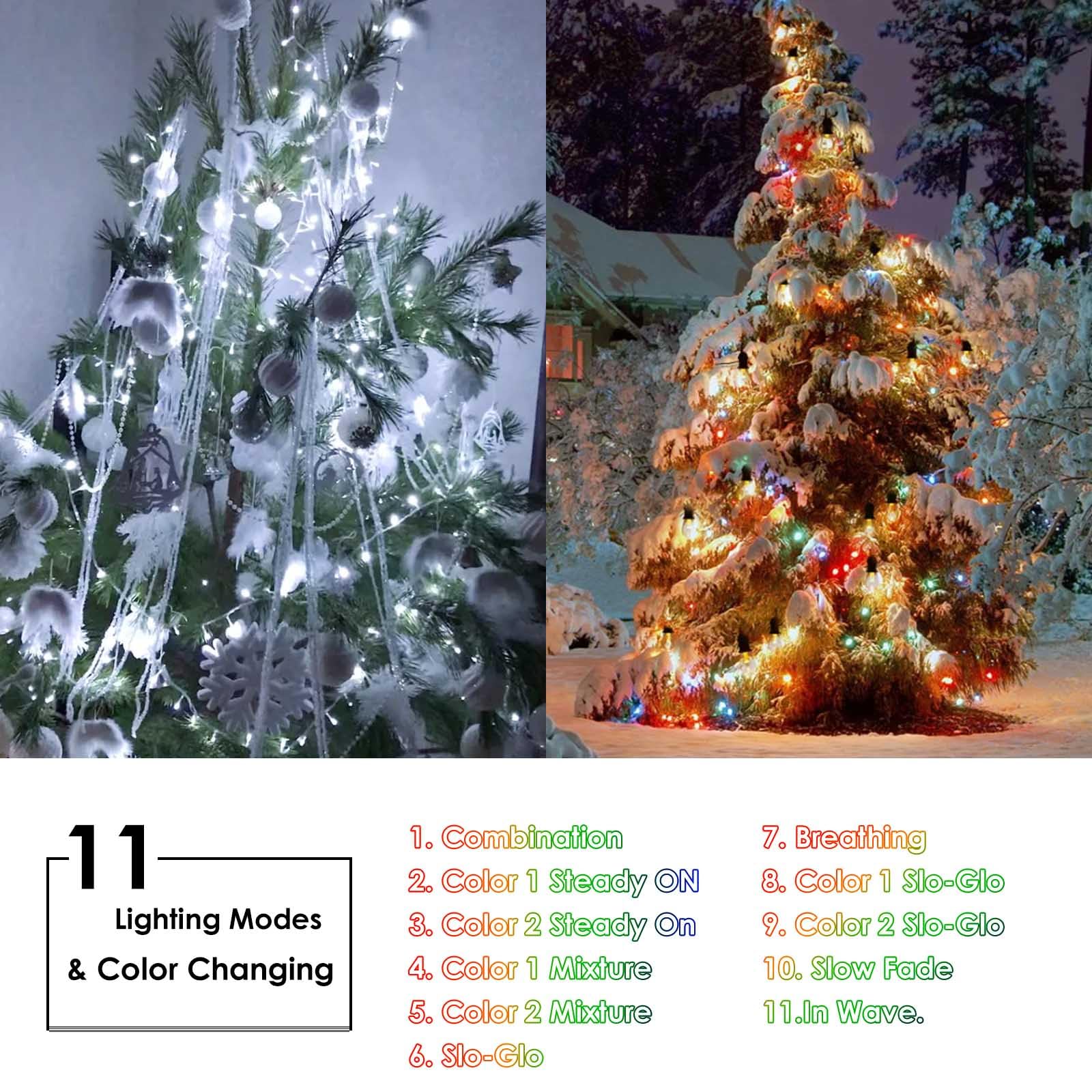 Kaq 300 Led 115Ft Multicolor To Cool White Color Changing Christmas String Lights For Outdoor&Indoor, 11 Modes Christmas Tree Clear Wire Fairy Waterproof Lights With Memory Function & Remote & Timer
