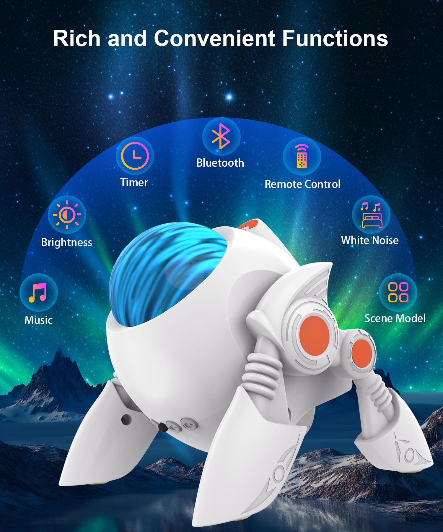 Vanxin Northern Lights Aurora Star Projector - Galaxy Light With 360 Adjustable Led Starry Night Light For Kids & Adults, Aesthetic Decor,  (White)