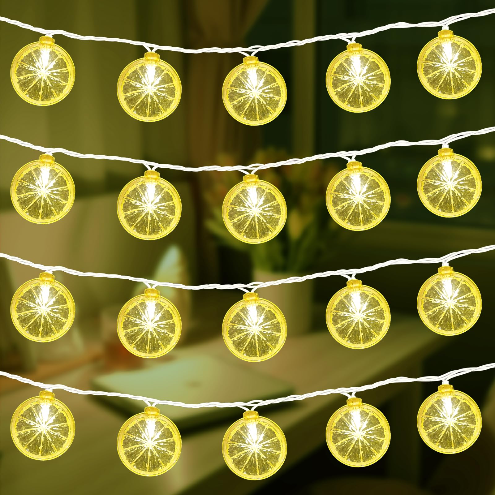 Abeja Lemon Decor String Light, 8.5Ft Lemon Fairy String Lights With 10 Lemon Slice Lights Plug In Lemon String Lights For Home Wedding Birthday Party Garden Decor