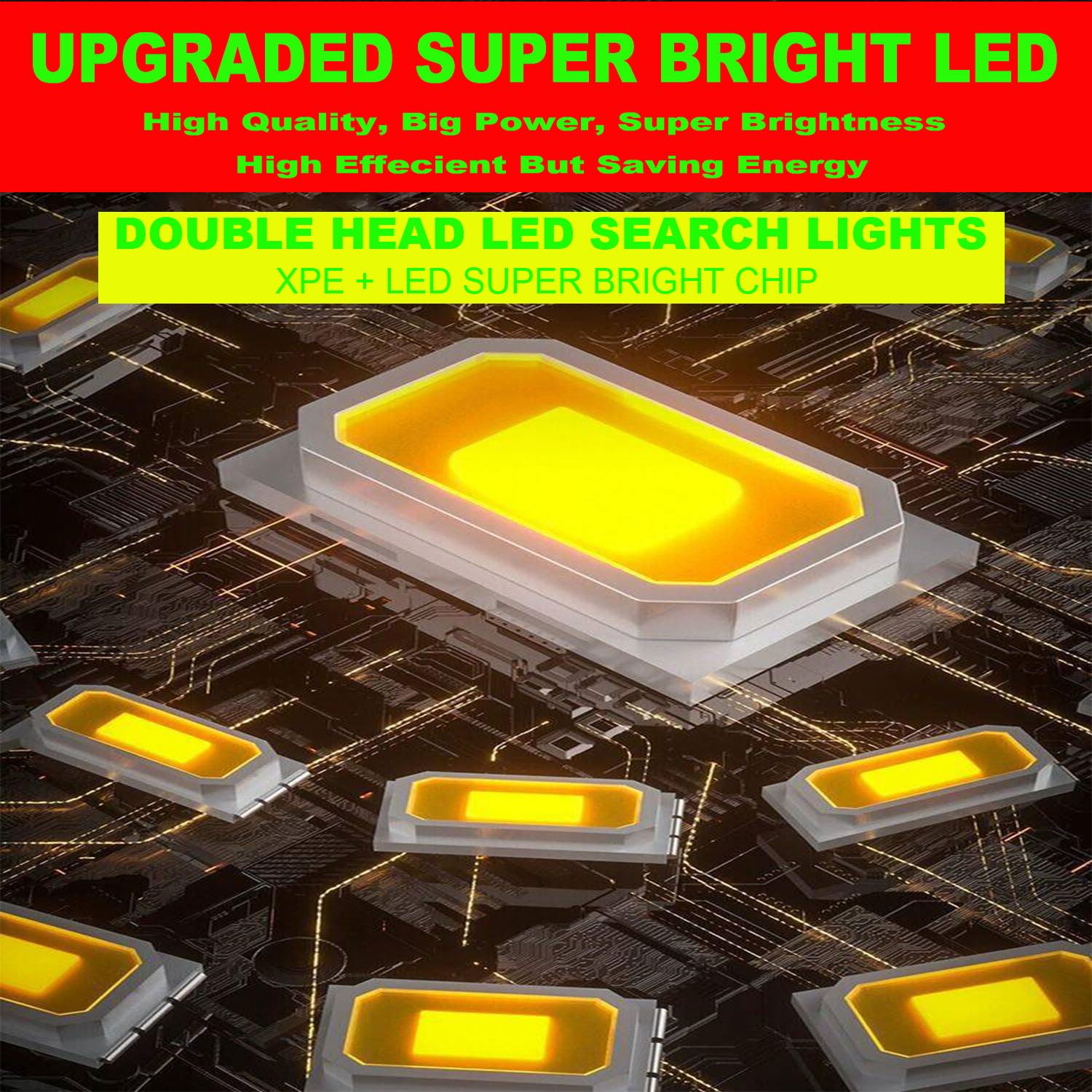 Suyooulin Rechargeable Flashlight, Led Spotlight Flashlight 10000Mah 12000Lm 20H Ultra-Long Standby 3+4 Lights Modes Waterproof Camping Flashlight（35 Leds）