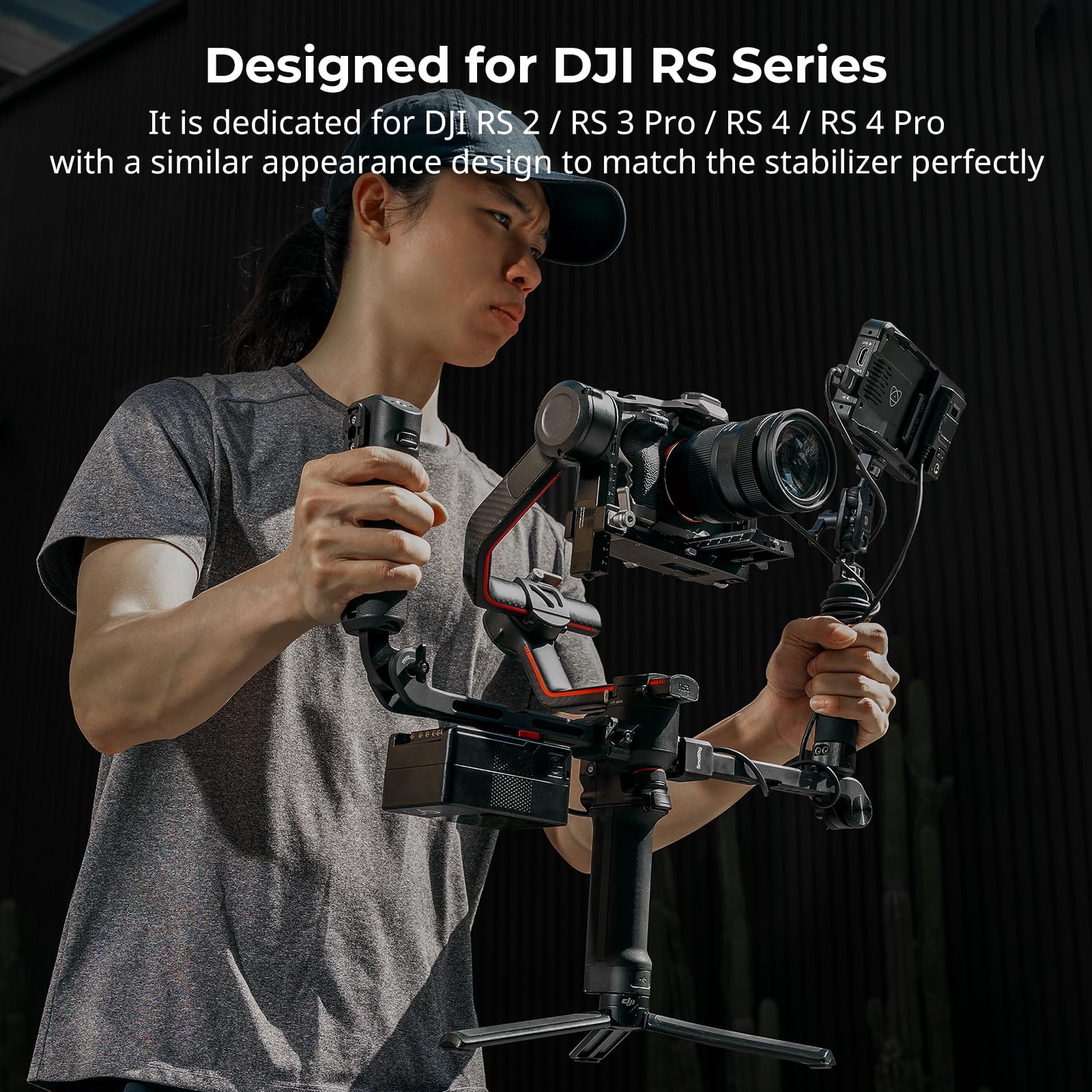 Smallrig Adjustable Sling Handle For Dji Rs 2 / Rs 3 Pro/Rs 4 / Rs 4 Pro Gimbal Stabilizer + Focus Control Dual Grip For Dji Rs 2 / Rs 3 Pro/Rs 4 / Rs 4 Pro Gimbal Stabilizer
