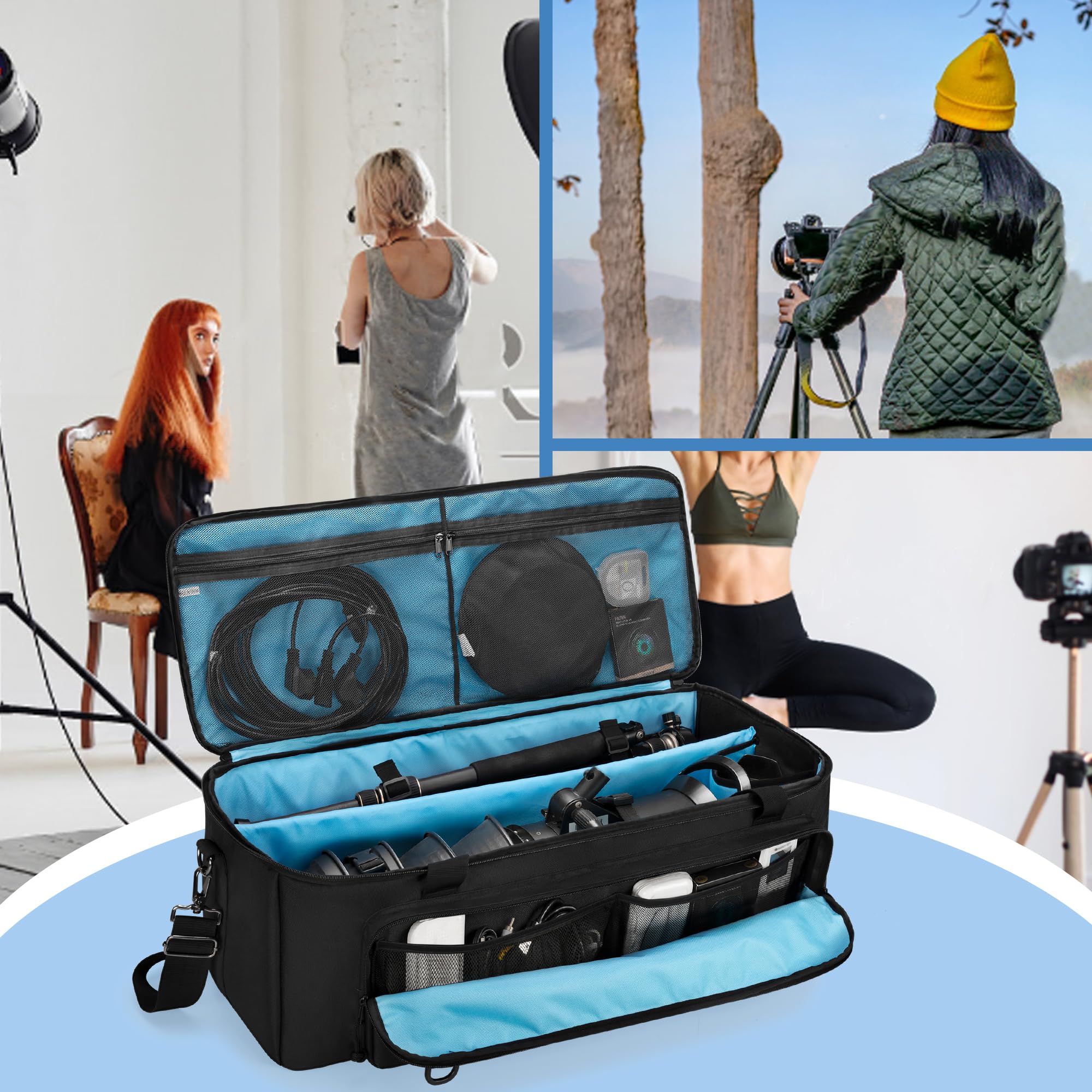 Samdew 30'' Tripod Travel Bag, Photo Studio Equipment Case With Secure Buckles & Lens Storage Pocket, Large Photography Organizer For Light Stand, Monopod, Mic Stand, Camcorder, Up To 30", Bag Only