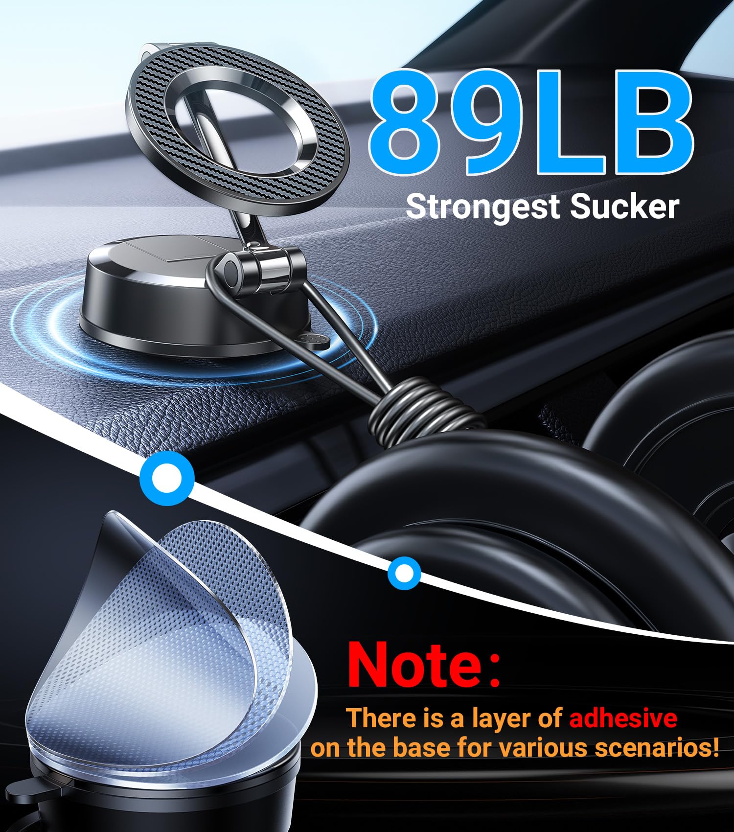 Kaistyle For Magsafe Car Mount【Strongest Suction】Suction Cup Magnetic Phone Holder For Car Phone Holder Mount【360° Adjustable】Foldable Cell Phone Holders For Your Car Truck For Iphone 16 15 14 13 12