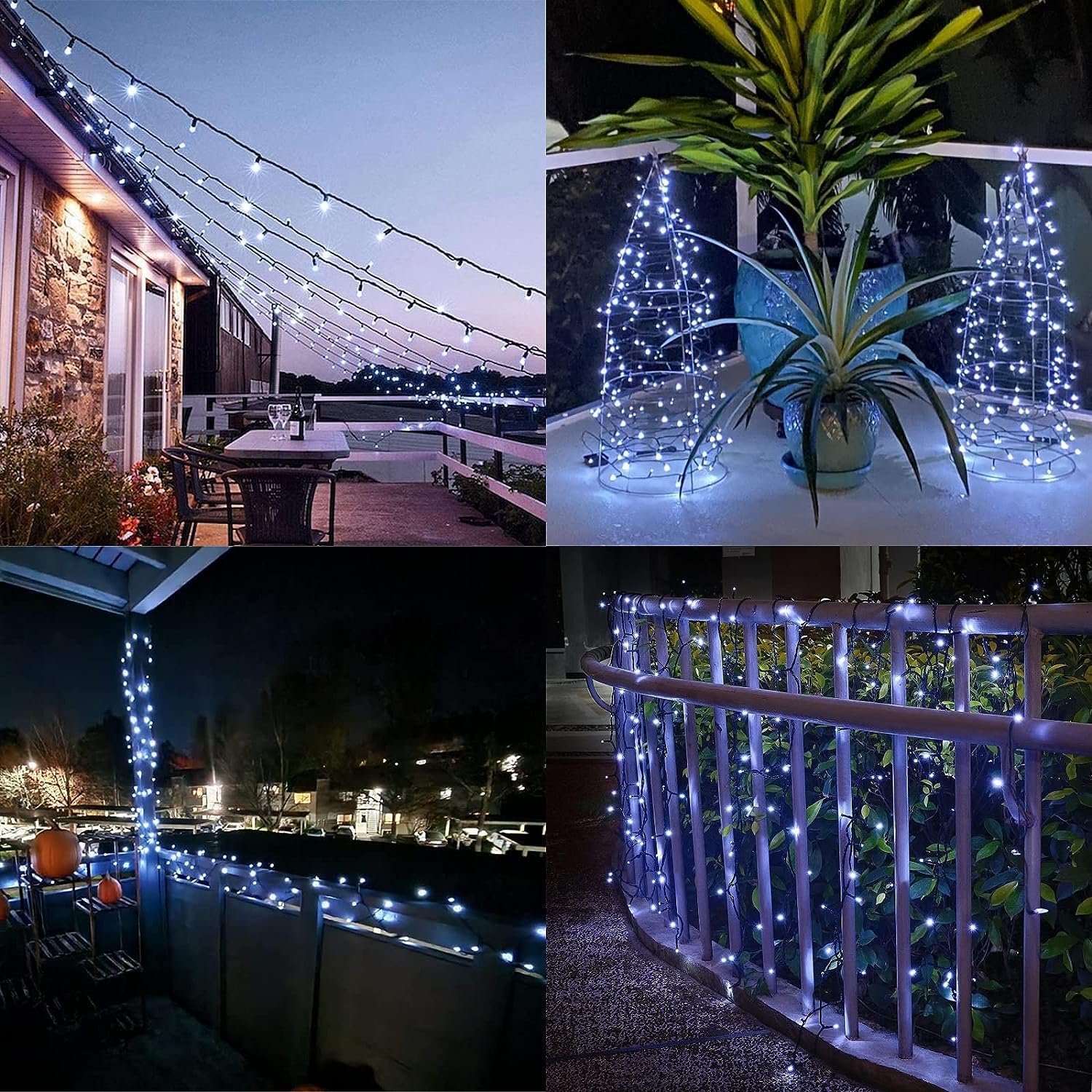 Lalapao Solar String Lights 2 Pack, 400 Led 144Ft Outdoor Waterproof Christmas Lights, 8 Modes For Tree, Patio, Yard, Garden, Parties Decoration (White)