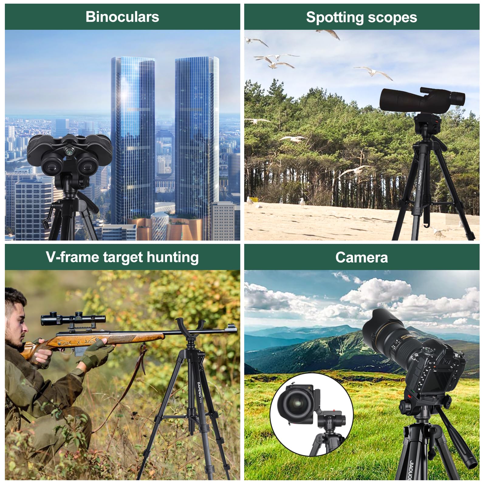 Dapeng 70" Binocular Tripod With Adapter,Shooting Tripod Hunting Rest V Yoke Stand,Compatible With Spotting Scope/Monocular/Astronomical Telescope/Dslr Camera/Phone/Projector
