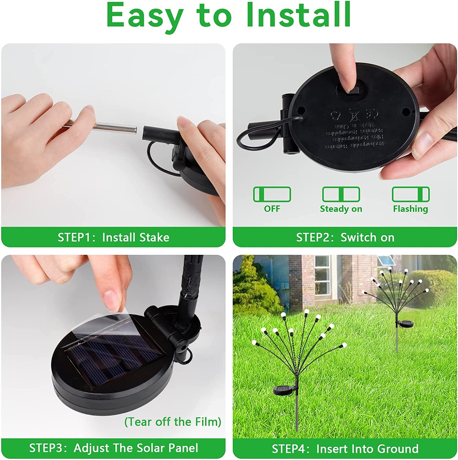 Rgjgtgsw Solar Garden Lights - 2 Pack 20Led Firefly Lights Solar Outdoor Waterproof Solar Swaying Light, 2 Lighting Modes Solar Lights For Yard Patio Garden Decor (Warm White)