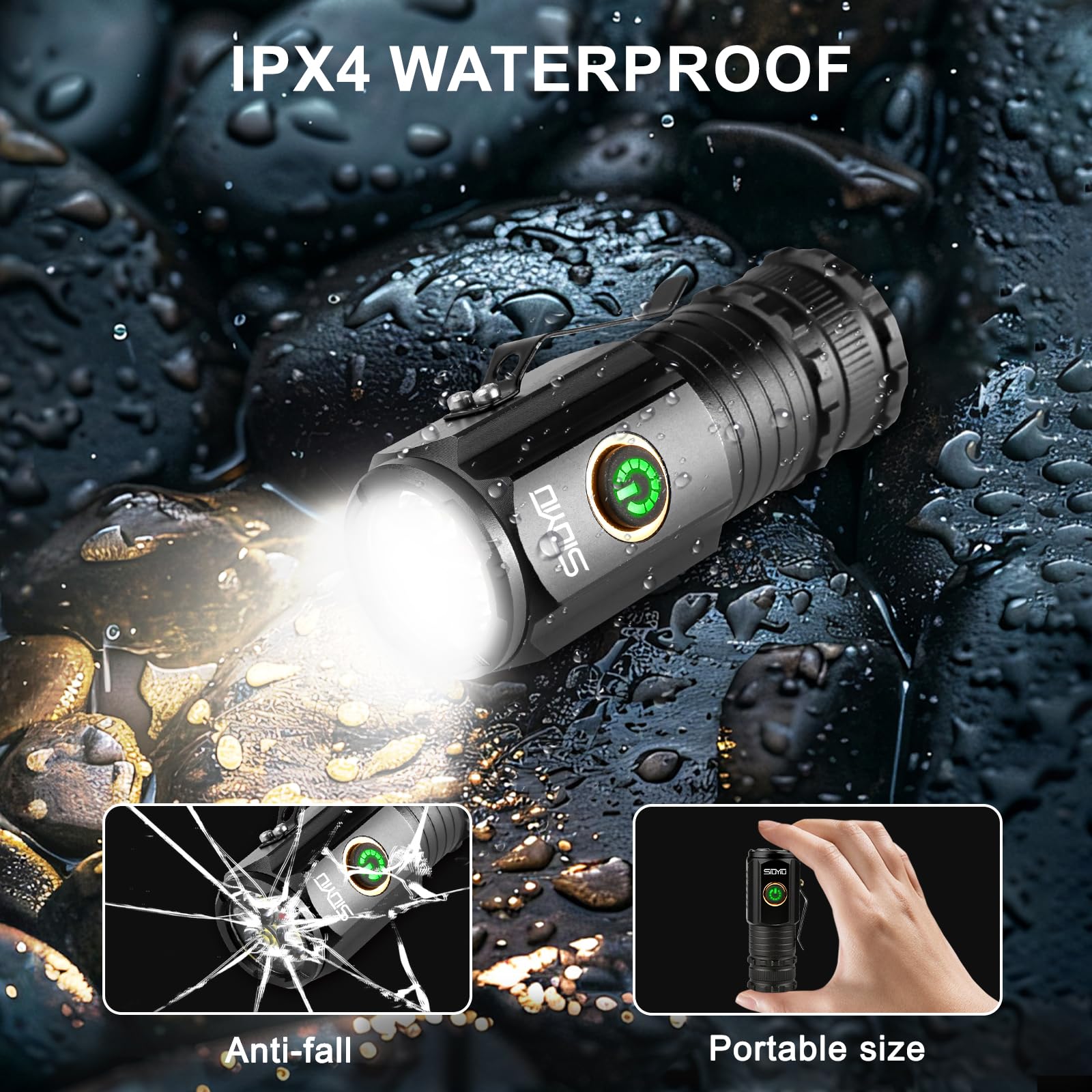 Siuyiu Rechargeable Edc Flashlight 1000 Lumens, 5 Modes Powerful Edc Flashlight With Clip, Mini Flashlight, Ipx4 Waterproof Led Pocket Flashlight, For Emergency & Outdoor Activity Ligh