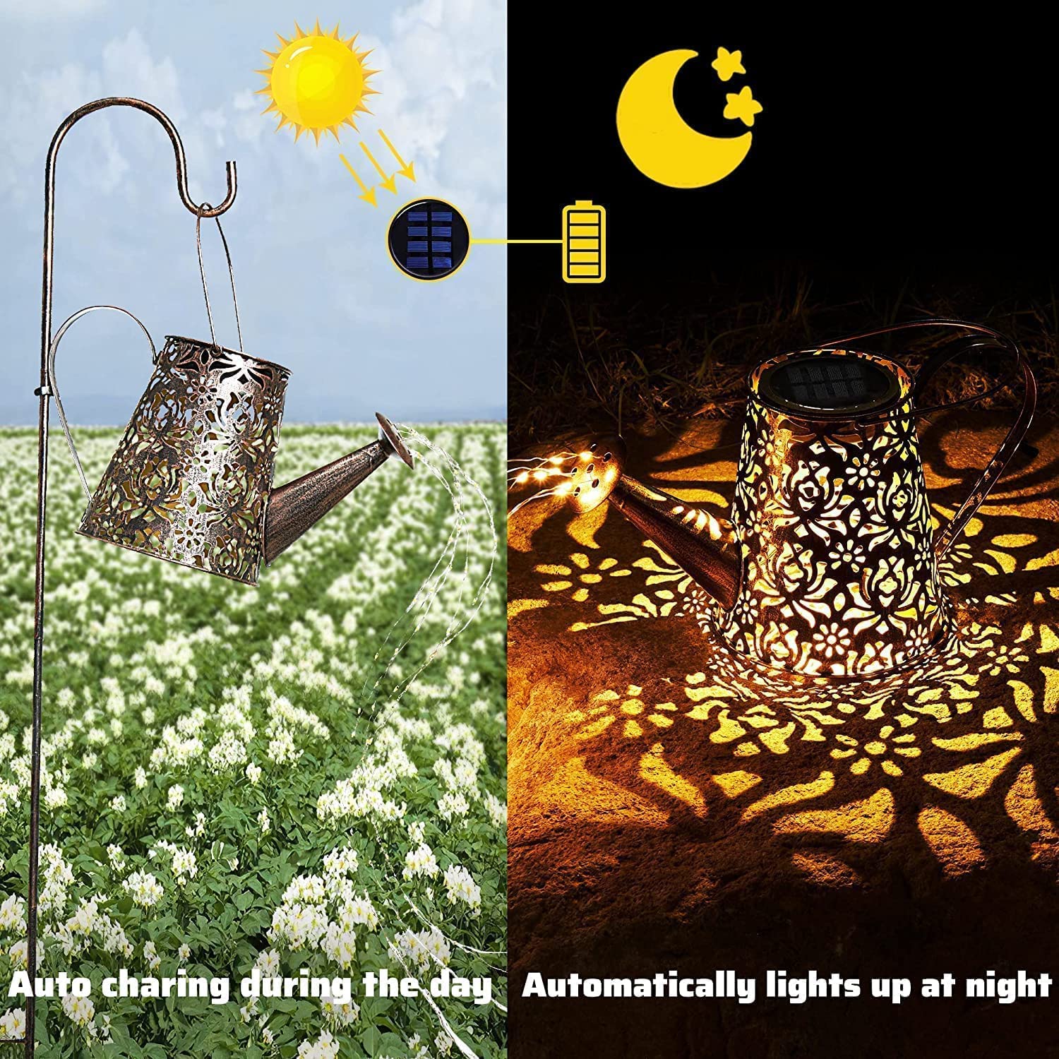Zusonud Solar Lights Outdoor Garden Decorations,Watering Can Landscape Light Large Hanging Lantern ,Outside Waterproof Patio Decor Perfect Mothers Day