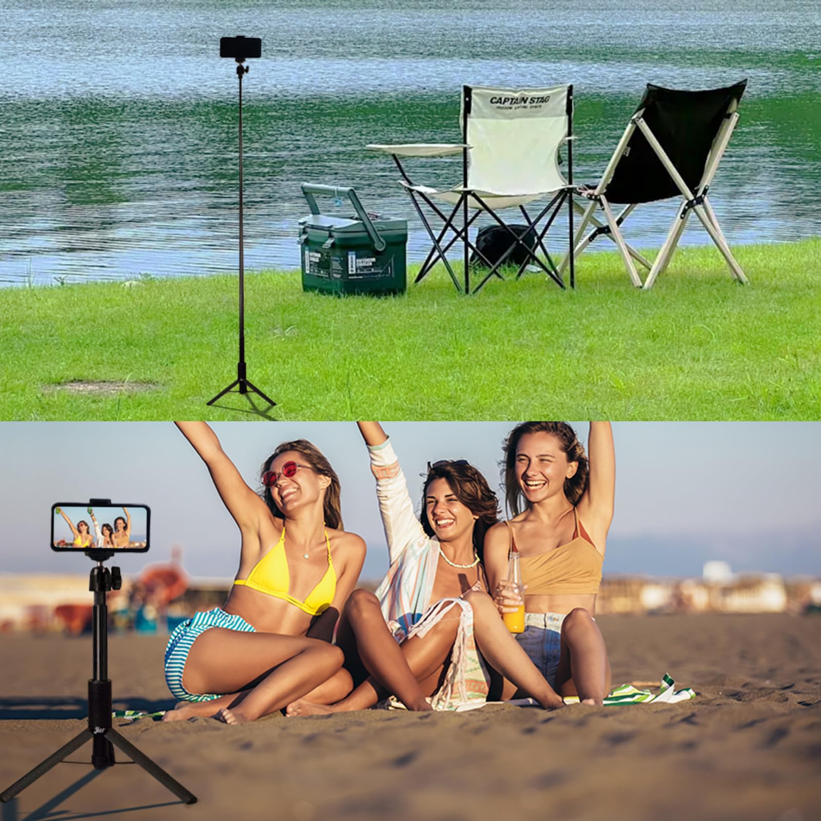 Jier 52" Lightweight & Portable Phone Tripod, Selfie Stick For Iphone With Remote, 360 Rotation Ball Head And Tripod For Iphone And Android Smartphone/Video Recording