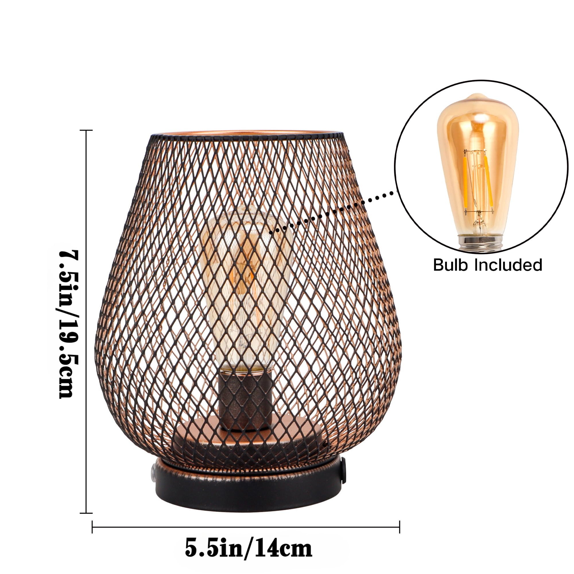 Jhy Design Dimmable Touch Bedside Table Lamp Rechargeable Battery Powered Lamp With Led Bulb Night Accent Light For Weddings Parties Patio Events For Indoors Outdoors(Metal Base, Bronze Egg)