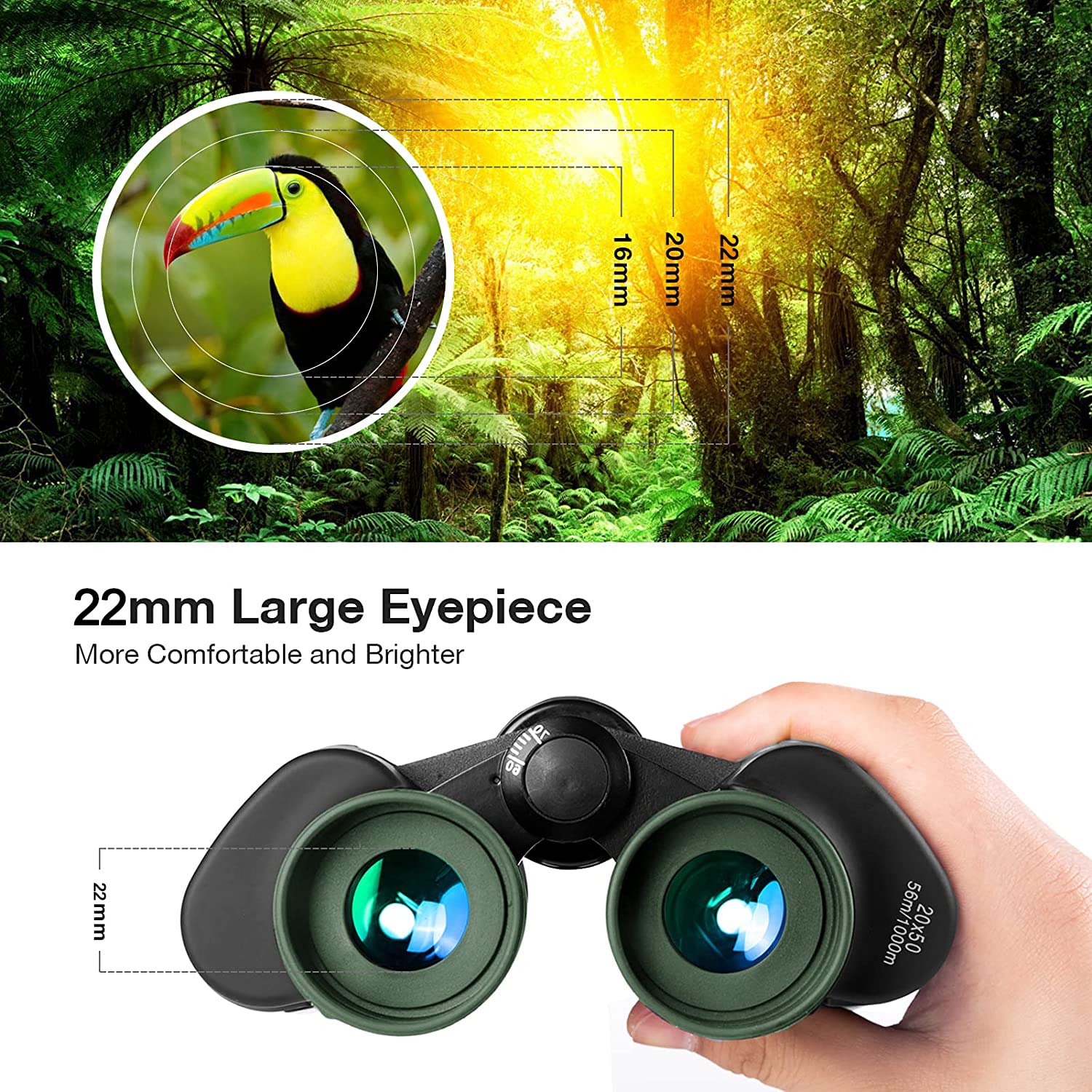 Ziyouhu 20X50 Binoculars For Adults And Kids,High Power Military Low Light Night Vision Binoculars,Waterproof Hd Professional/Compact Binoculars,Telescope For Adults Bird Watching Travel Hunting Stargazing