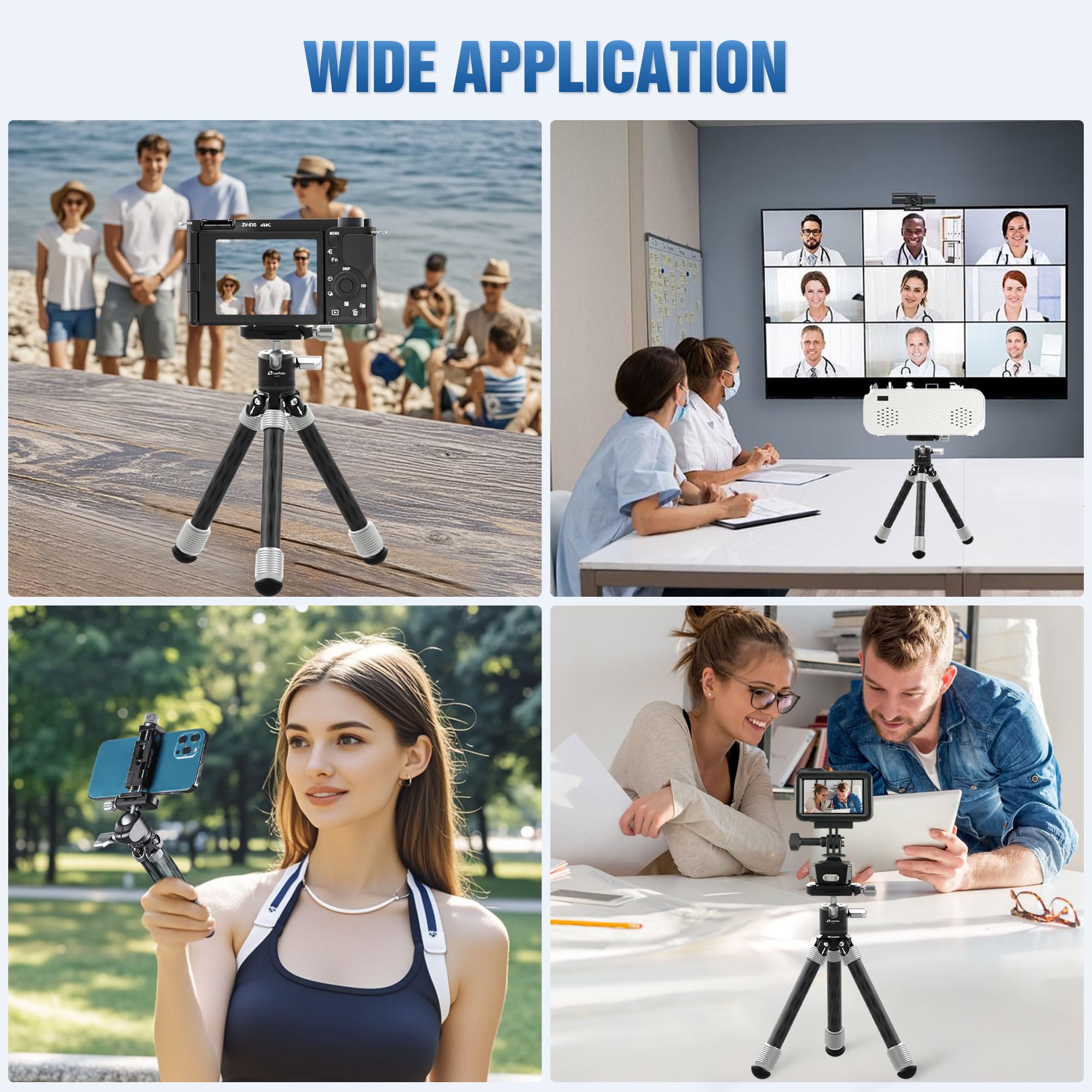 Leofoto Carbon Fiber Mini Table Tripod With 360° Ball Head For Camera, Lightweight Desktop Tripod With Panoramic Base, 1/4" Arca Qr Plate For Phone Adaptor/Projector/Slr, Max Height 10.43", Max Load 11Lb/5Kg