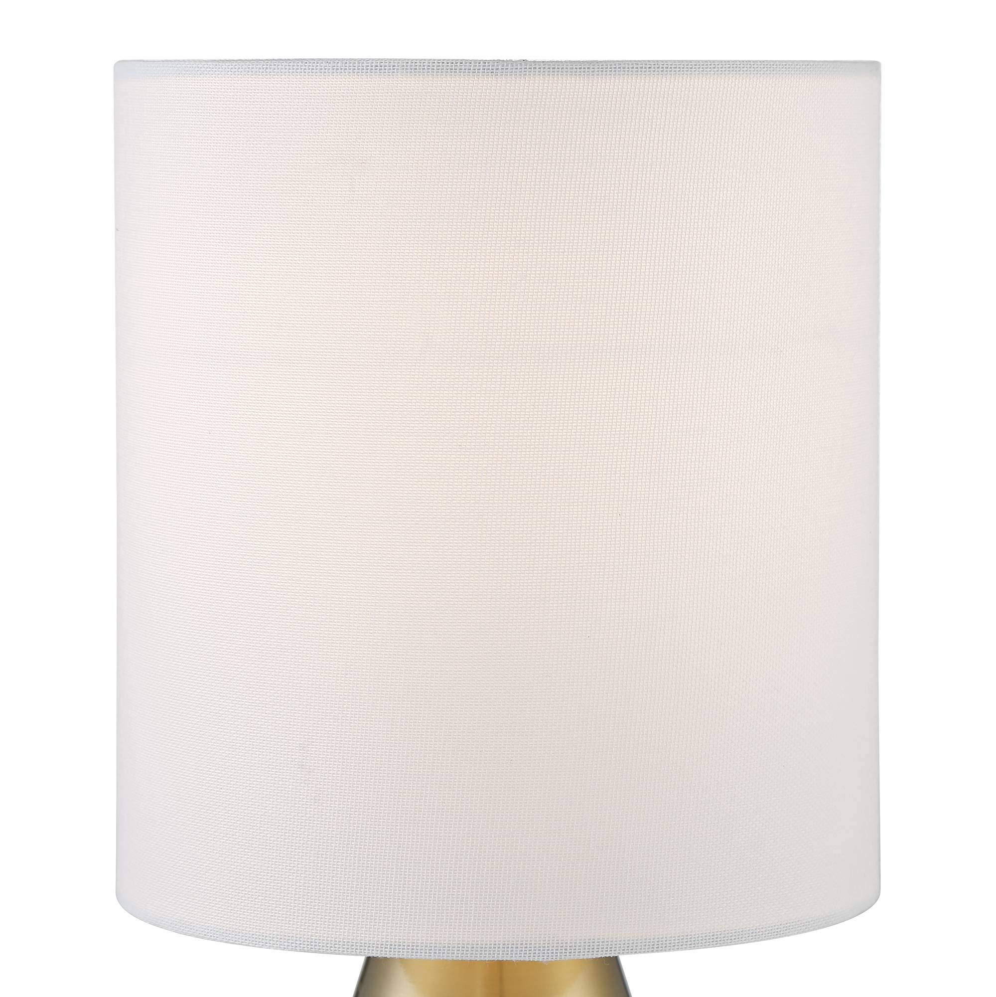 360 Lighting Marty Modern Glam Accent Table Lamps 14 3/4" High Set Of 2 Brass Gold Metal Tapered Frame White Fabric Cylinder Shade Decor For Bedroom House Bedside Nightstand Home Office