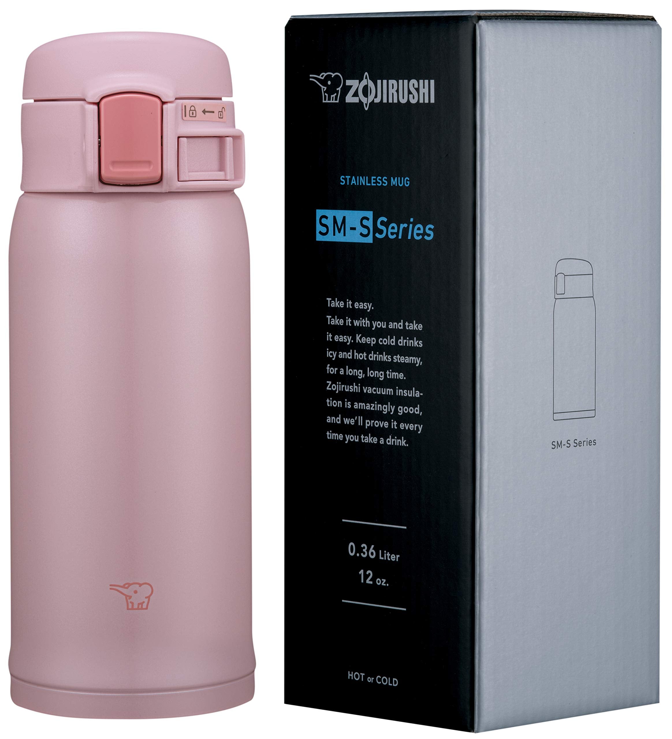 Zojirushi Smsr36Epp Stainless Mug, 12-Ounce, Pearl Pink