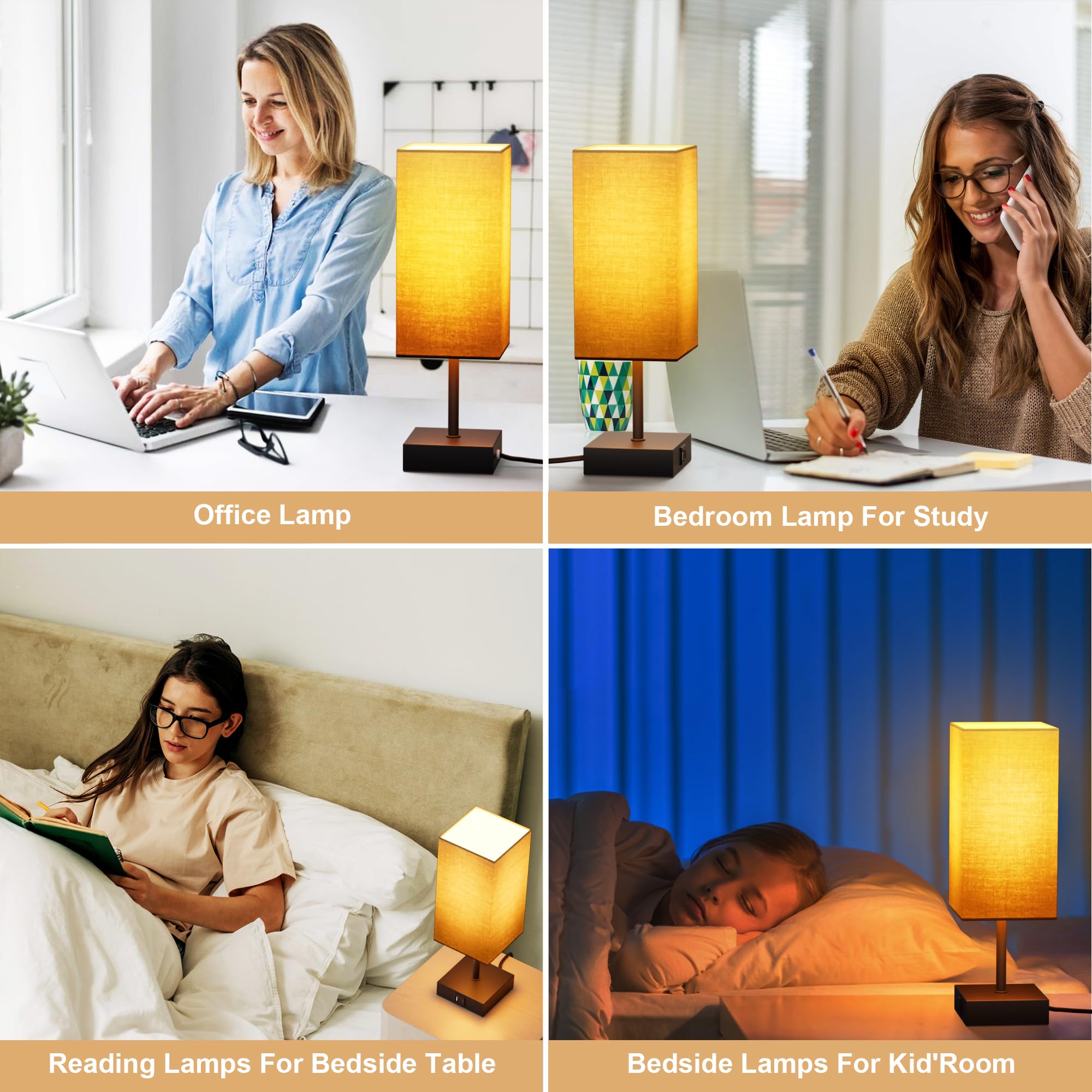 Golspark Bedside Lamps Set Of 2, Table Lamp For Living Room Usb C Usb A Charging Ports, 3 Way Dimmable Nightstand Lamps, Beige Lamp Shade Touch Lamps For Bedrooms Led Bulb Included