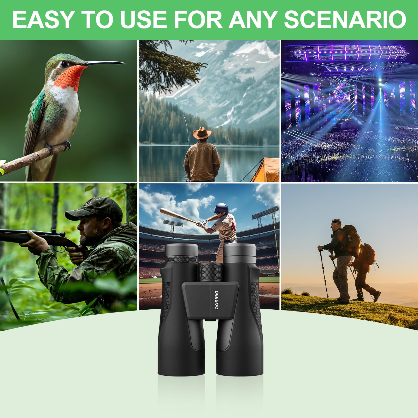 Deesoo 15X56 Hd Binoculars For Adults High Powered: Waterproof Binoculars For Hunting With Large View- Professional Binocular For Bird Watching Travel Hunting Stargazing,Black
