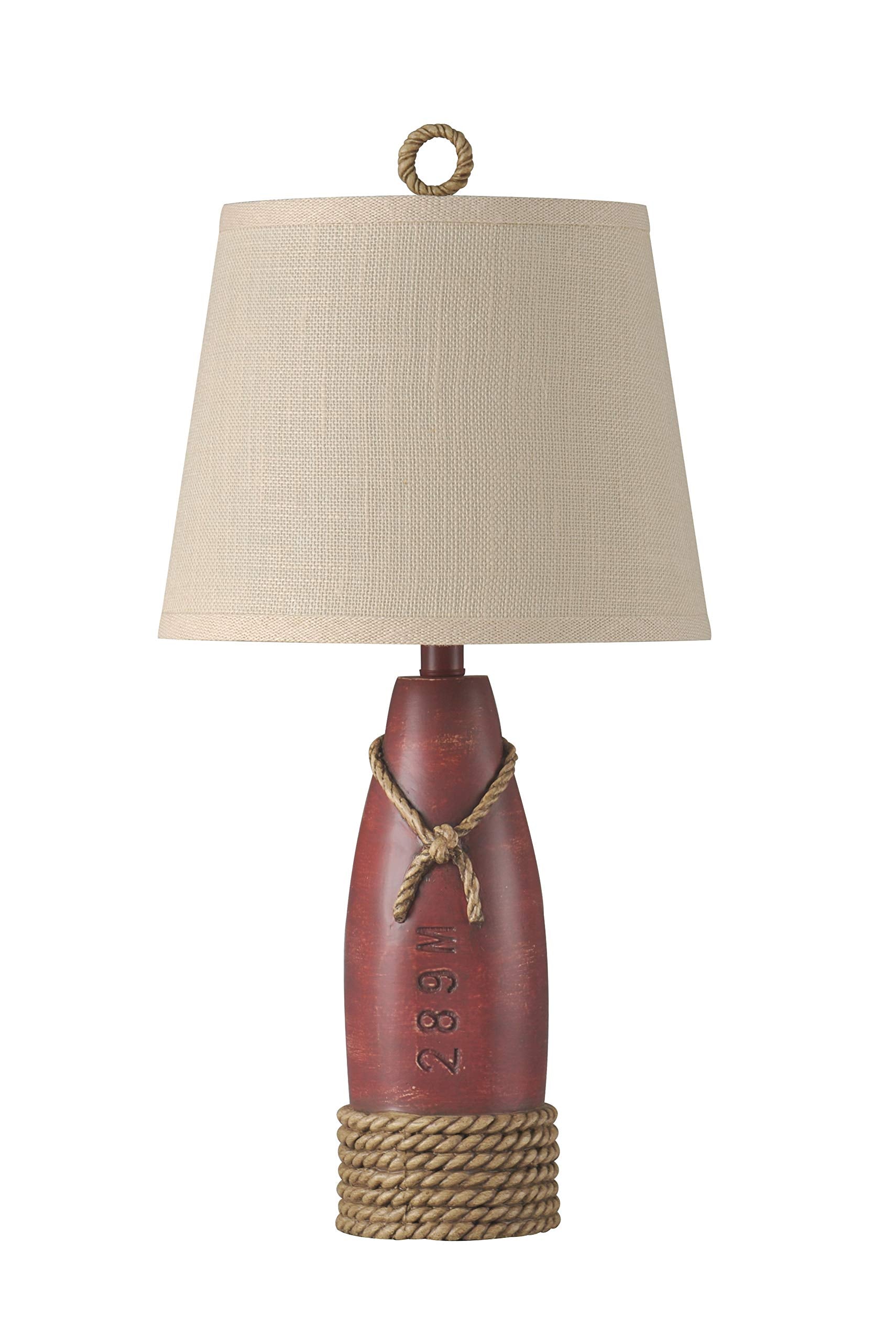 Collective Design L22489Adsam, Nantucket Red Finish, Cream Hardback Canvas Shade Table Lamp