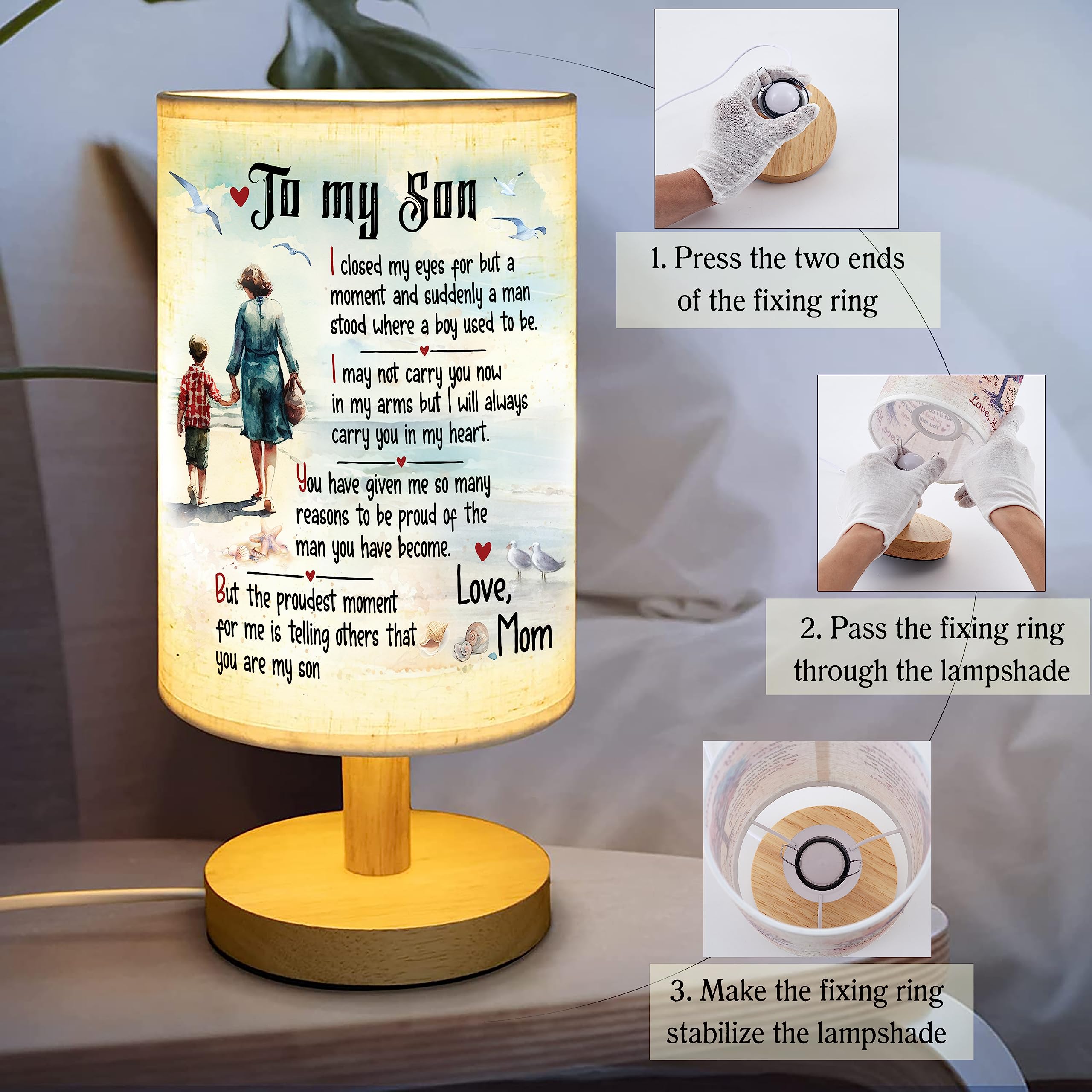 Myfihu Son Lamp For Son From Mom, Happy Birthday To My Adult Son Christmas , Son Birthday , Valentine Mother Son Table Lamp Tnt7