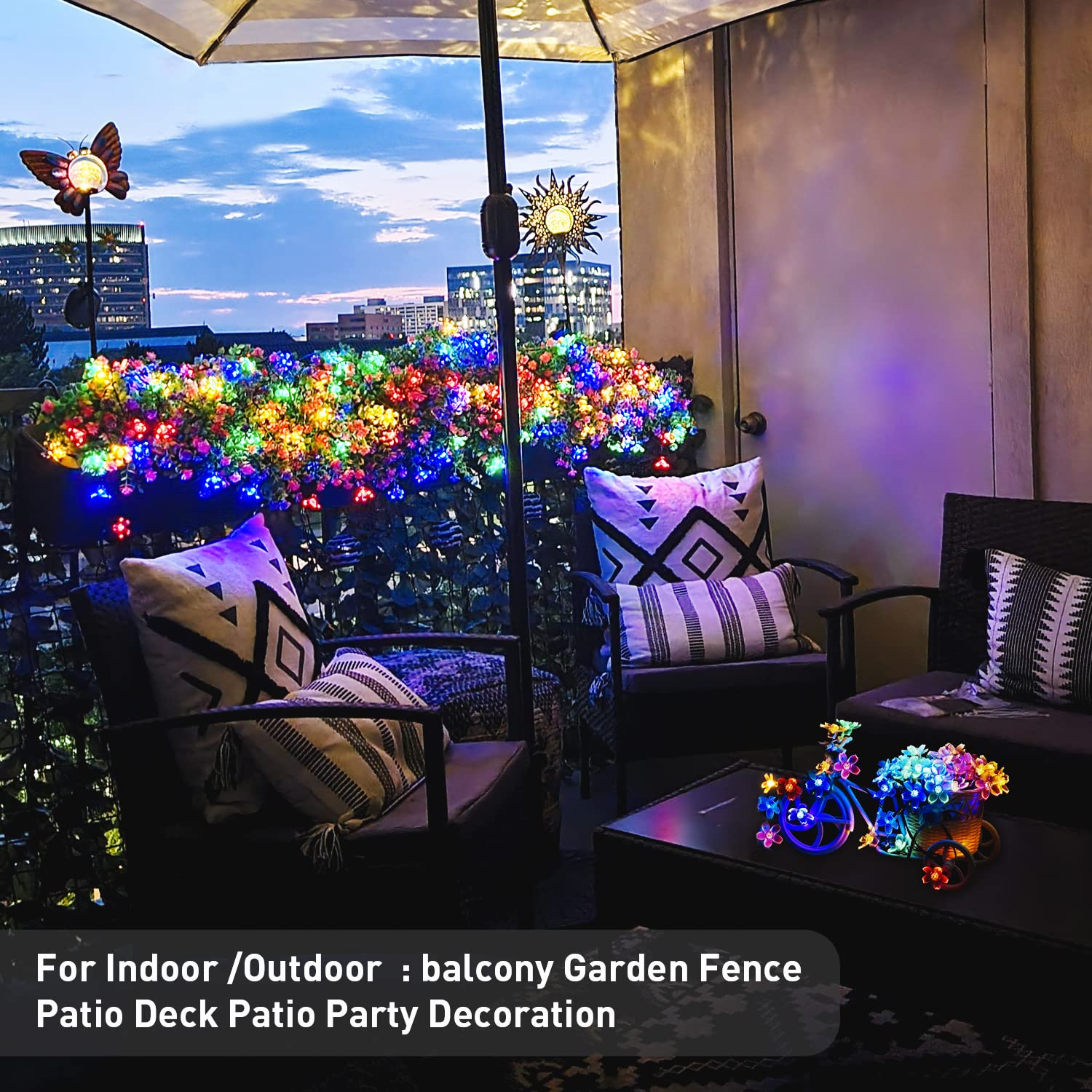 Jmexsuss Solar String Lights Outdoor Waterproof For Garden Outside Decoration