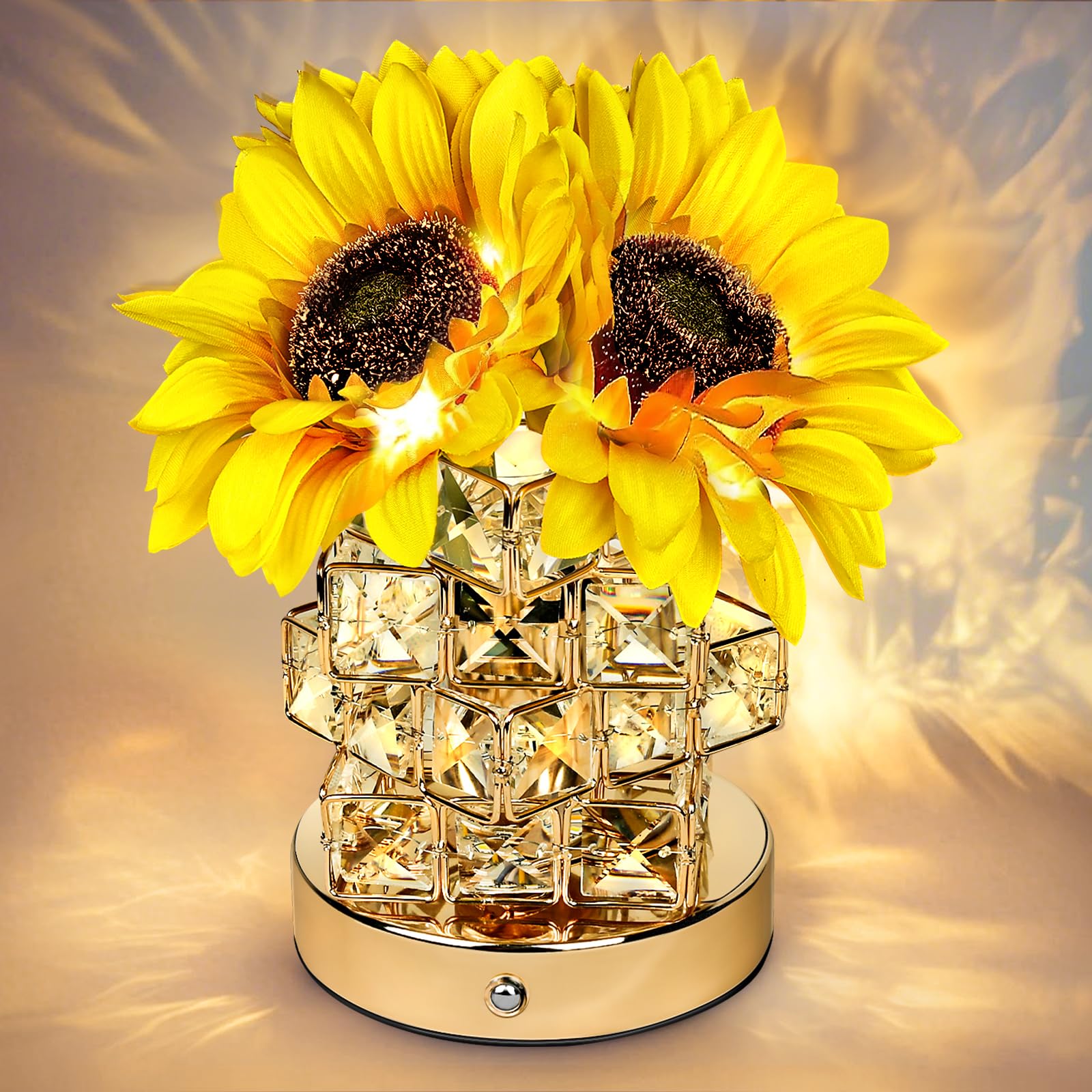 Sldhfe Sunflower Lamp, 3 Colour Rechargeable Cordless Touch Nightstand Table Led Flower Lamp, Led Lighted Flower, Small Night Light For Festival, Restaurant, Bedroom And Living Room