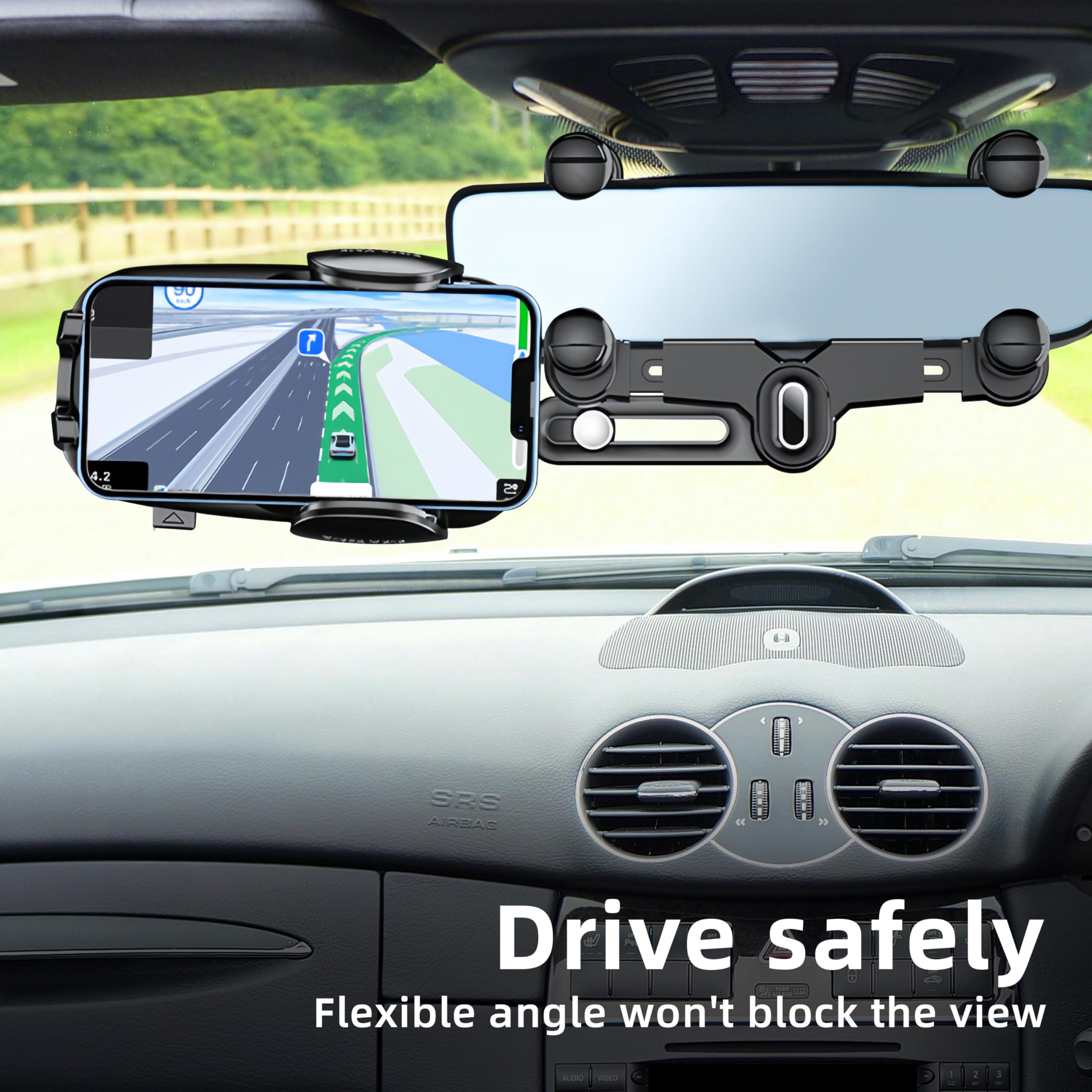 If Feel 10Th Gen Rearview Mirror Phone Holder For Your Car 360°Rotatable And Retractable, Universal Mount, Cell Car Fit For Car Phone Mount
