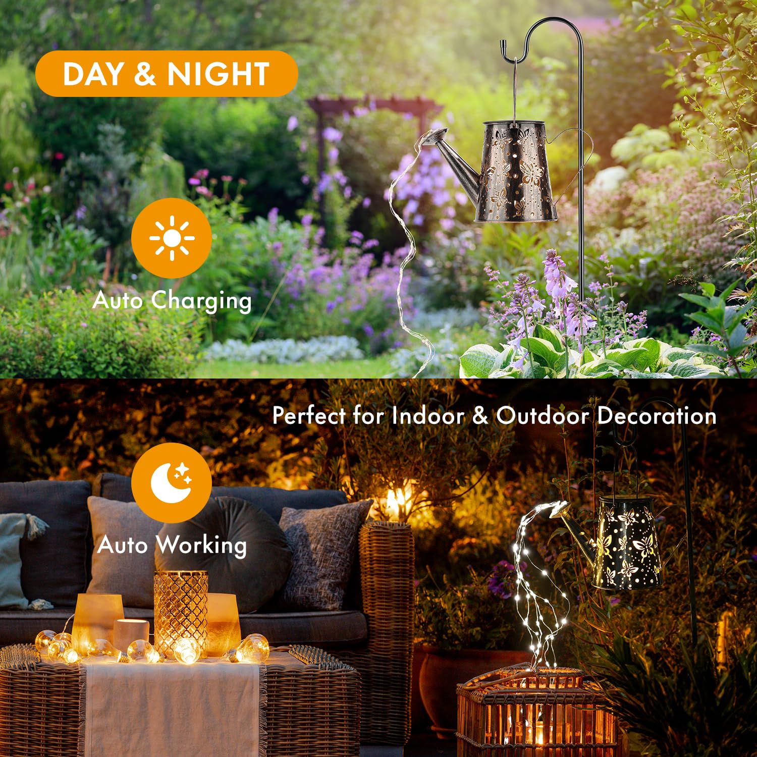Twinkle Star Solar Watering Can Lights, Outdoor Solar Yard Garden Decorations, Waterproof 90 Led Butterfly Hanging Solar Lantern Lights For Outside Patio Lawn Decor,  For Mom Grandma Women