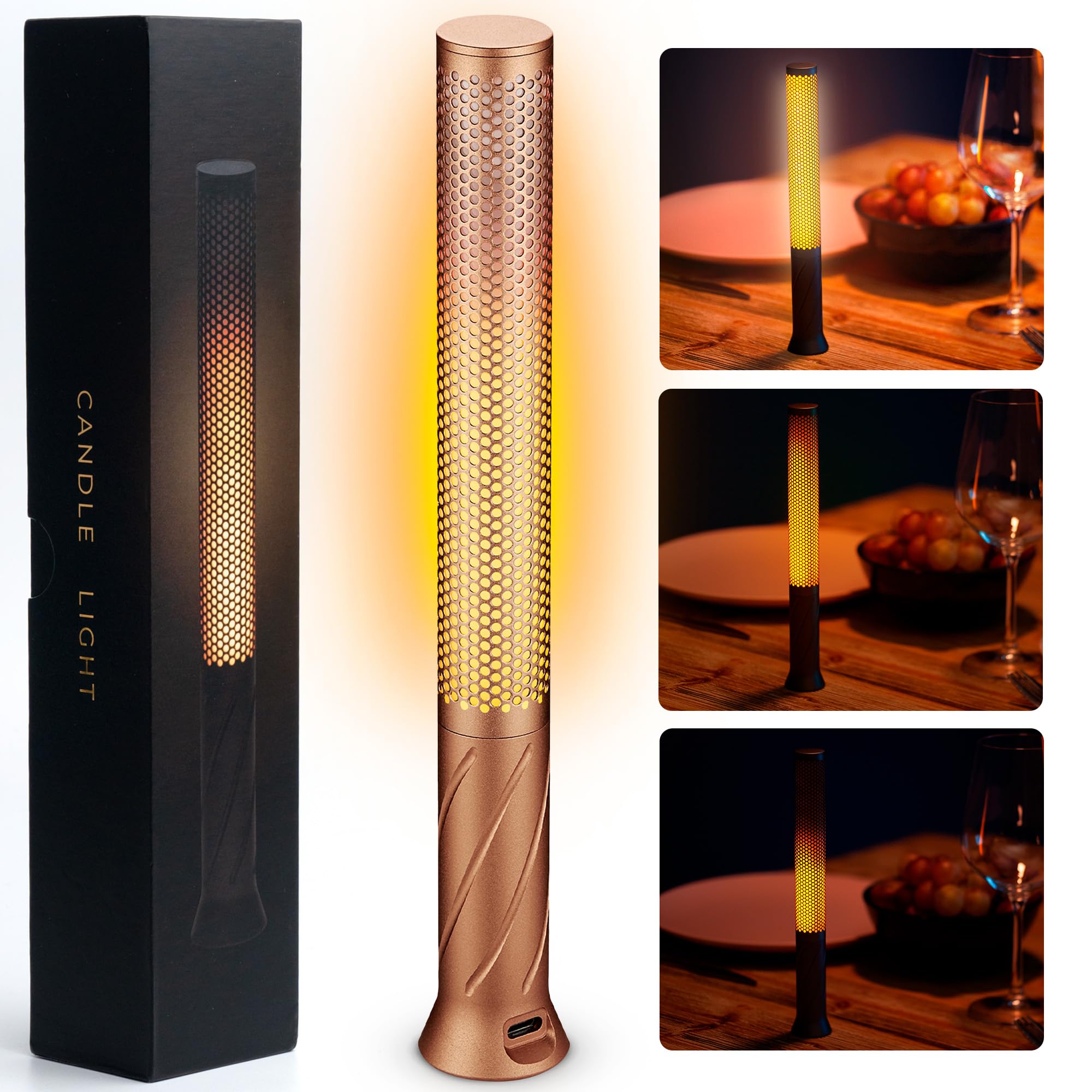 Sehnlich Led Candle Light, Cordless Table Lamps, Bedside Lamps W/2 Modes, Rechargeable Candlestick, Modern Table Lamp W/2600 Mah Battery, Small Table Lamp, Nightstand Lamp, Bedroom Lamp