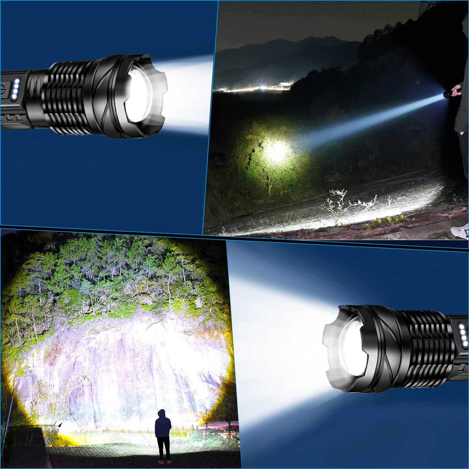 Hosonic A76 Rechargeable Flashlights 20000 High Lumens - Brightest Led Flash Light 7 Modes With Cob Side Light，High Powered Handheld Flashlight For Emergency Camping