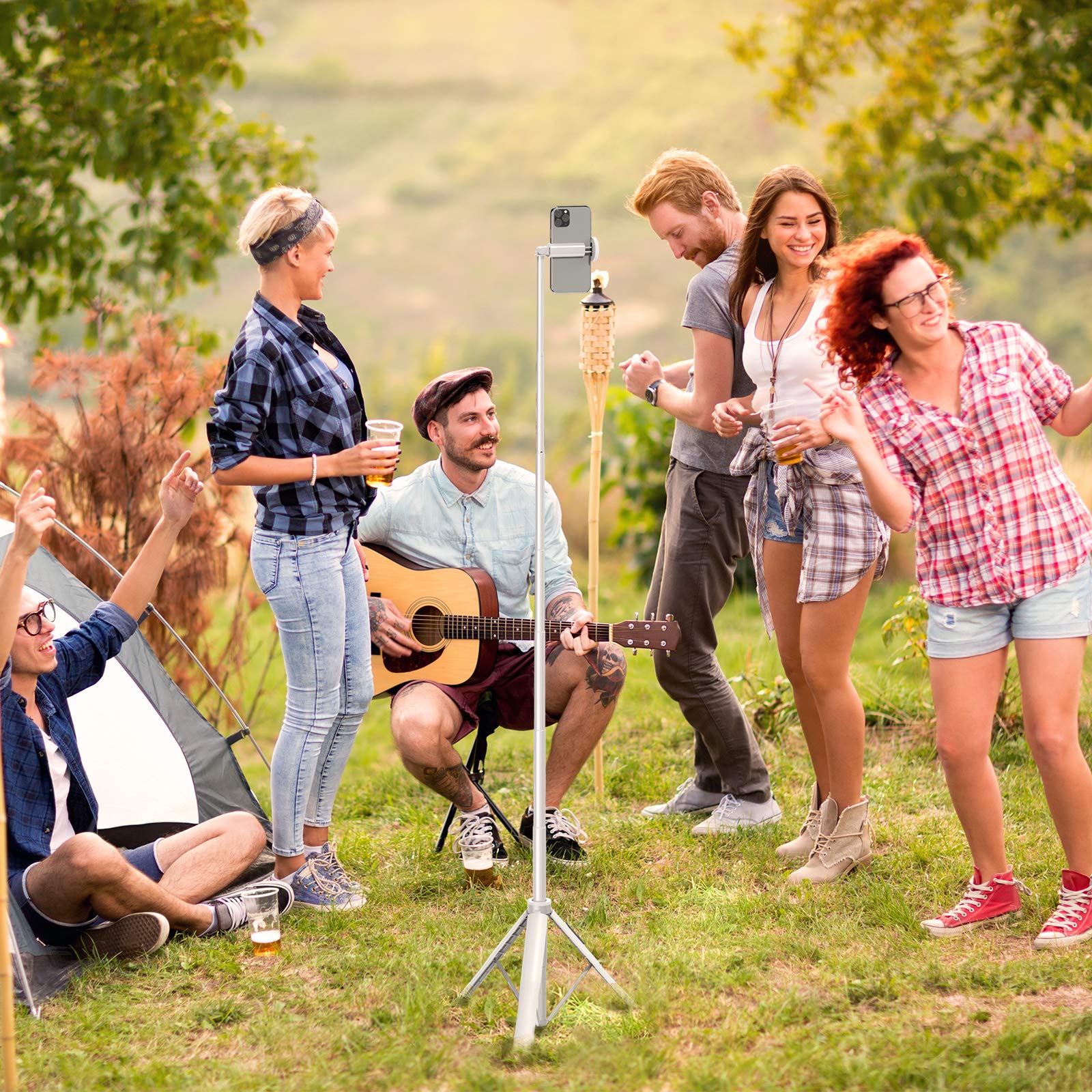 Atumtek 51" Selfie Stick Tripod, All In One Extendable Phone Tripod Stand With Bluetooth Remote 360° Rotation For Iphone And Android Phone Selfies, Video Recording, Vlogging, Live Streaming, White