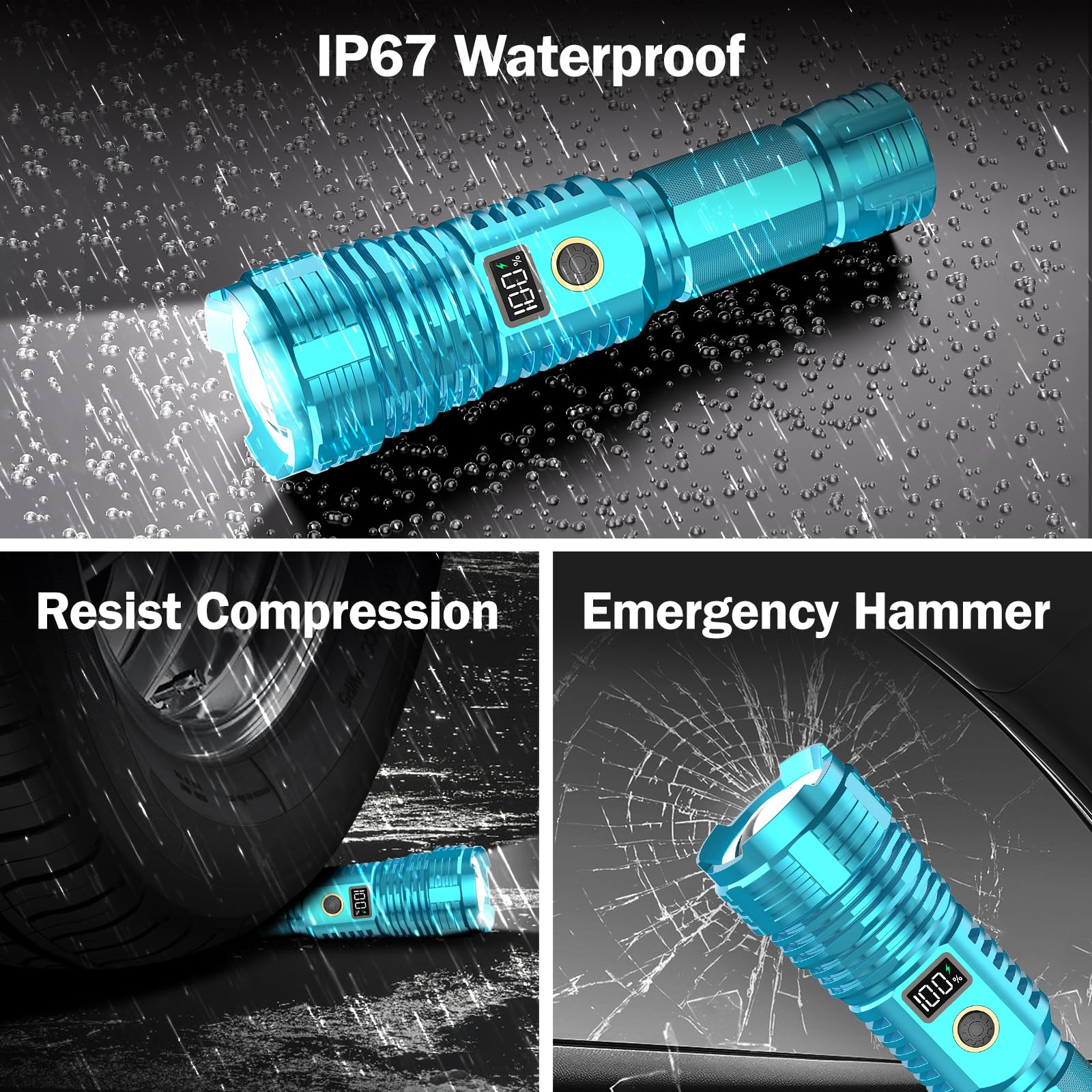 Childbot Flashlights High Lumens Rechargeable, 2000Lm Led Super Bright Flash Light, Zoomable Linternas With Lcd Digital Display, 5 Mode, Waterproof, Powerful Utility Flashlight For Emergencies Camping
