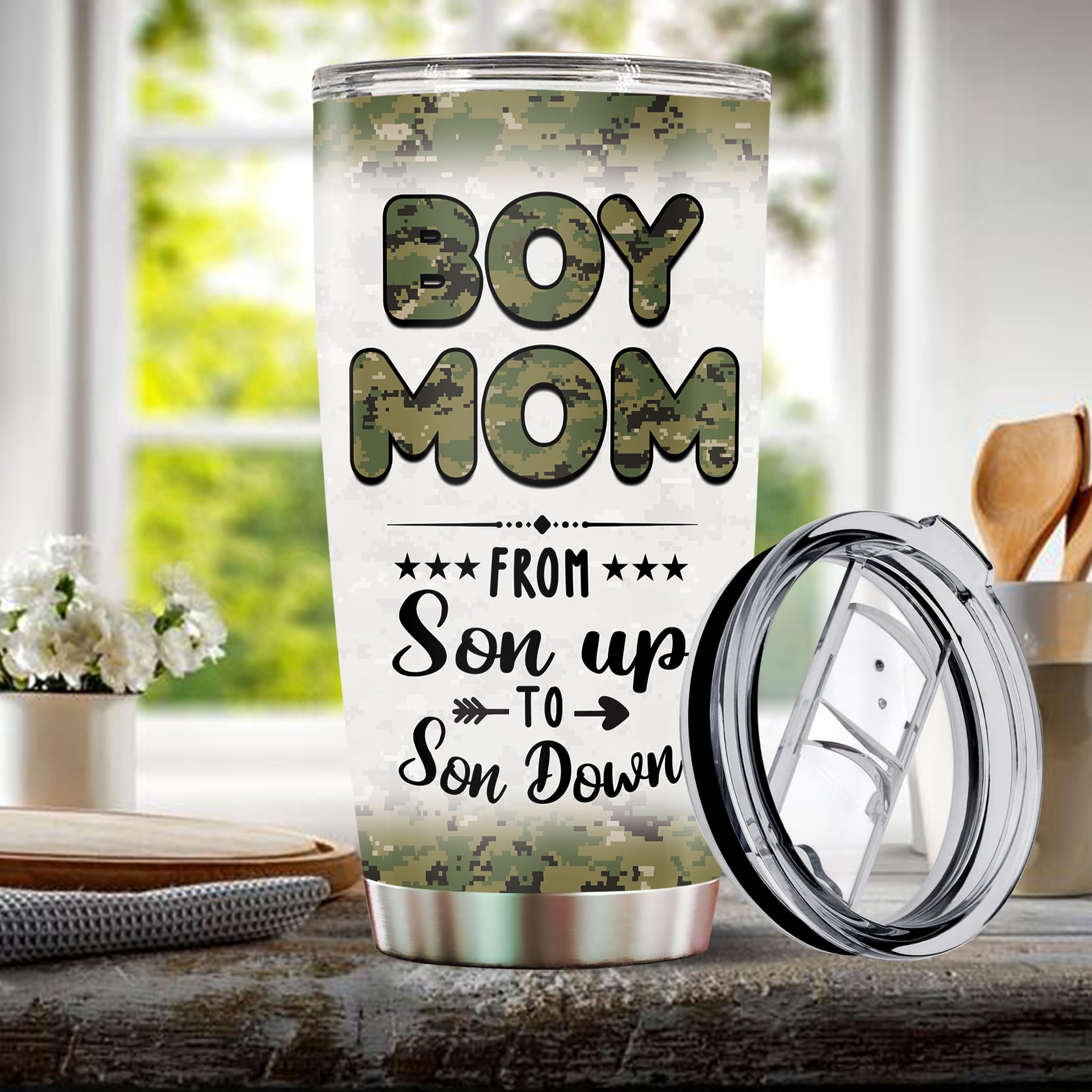 Boy Mom Tumbler For Women Thermos Tumblers 20Oz Insulated Stainless Steel With Lid Travel