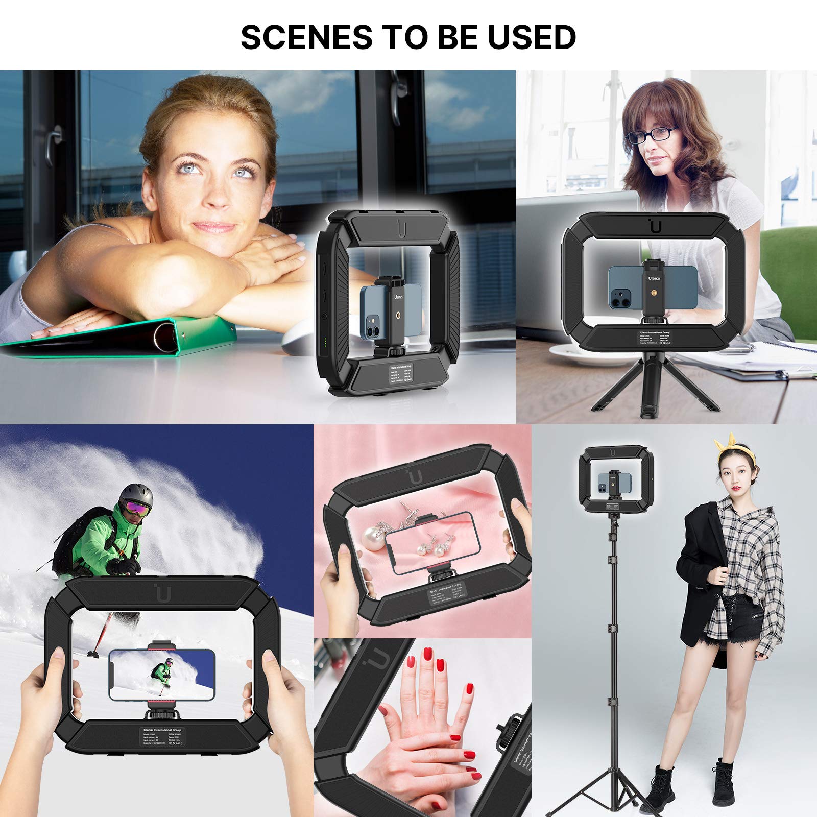 Ulanzi Smartphone Video Rig With Light, Cell Phone Handheld Stabilizer With Ring Light 8500K Selfie Light For Filmaking Live Steam Tiktok Youtube Video Recording, With 8000Mah Build-In Battery