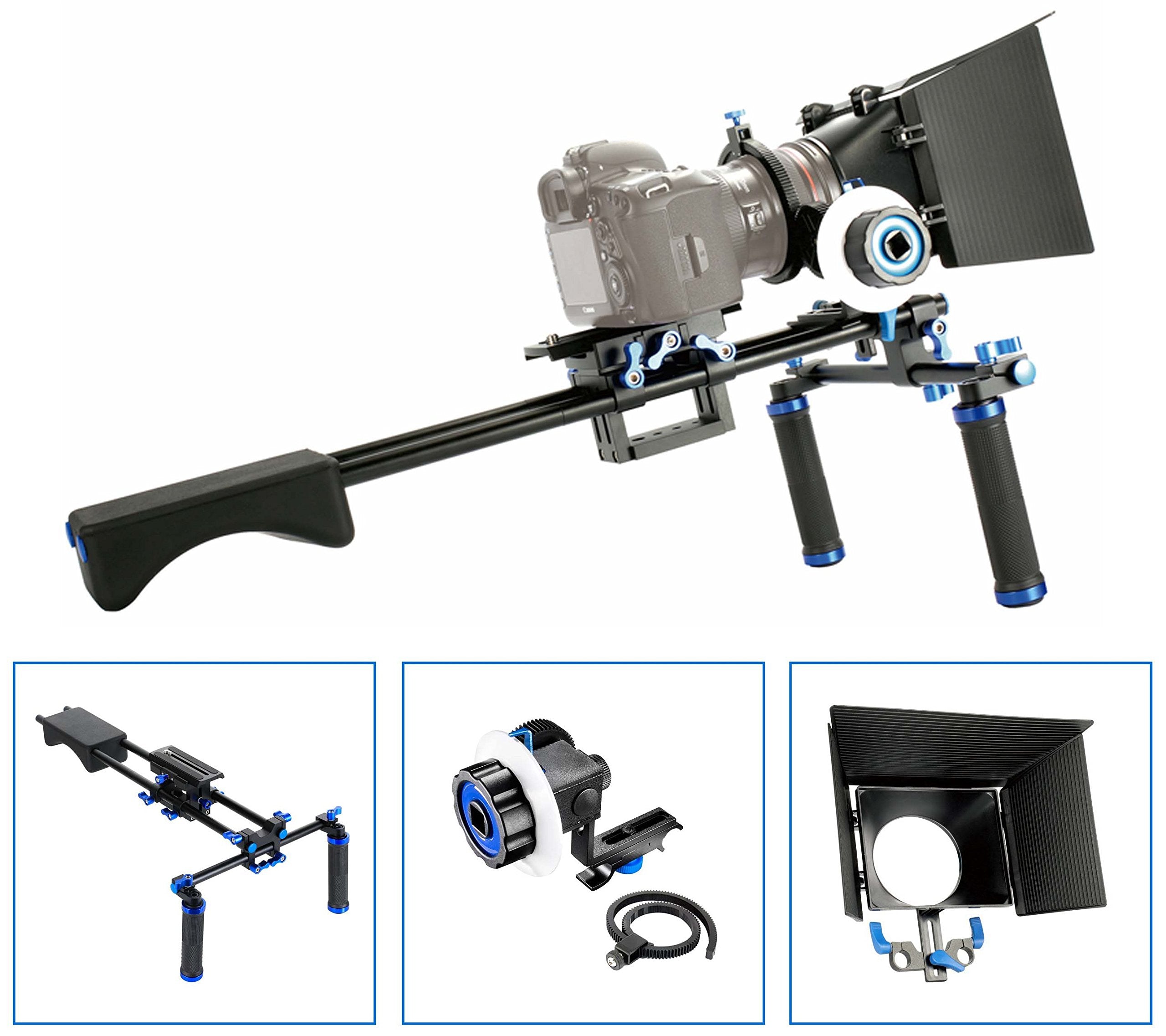 Sunsmart Pro Dslr Rig Video Camera Shoulder Mount Kit Including Dslr Rig Shoulder Support, Follow Focus And Matte Box For All Dslr Video Cameras And Dv Camcorders