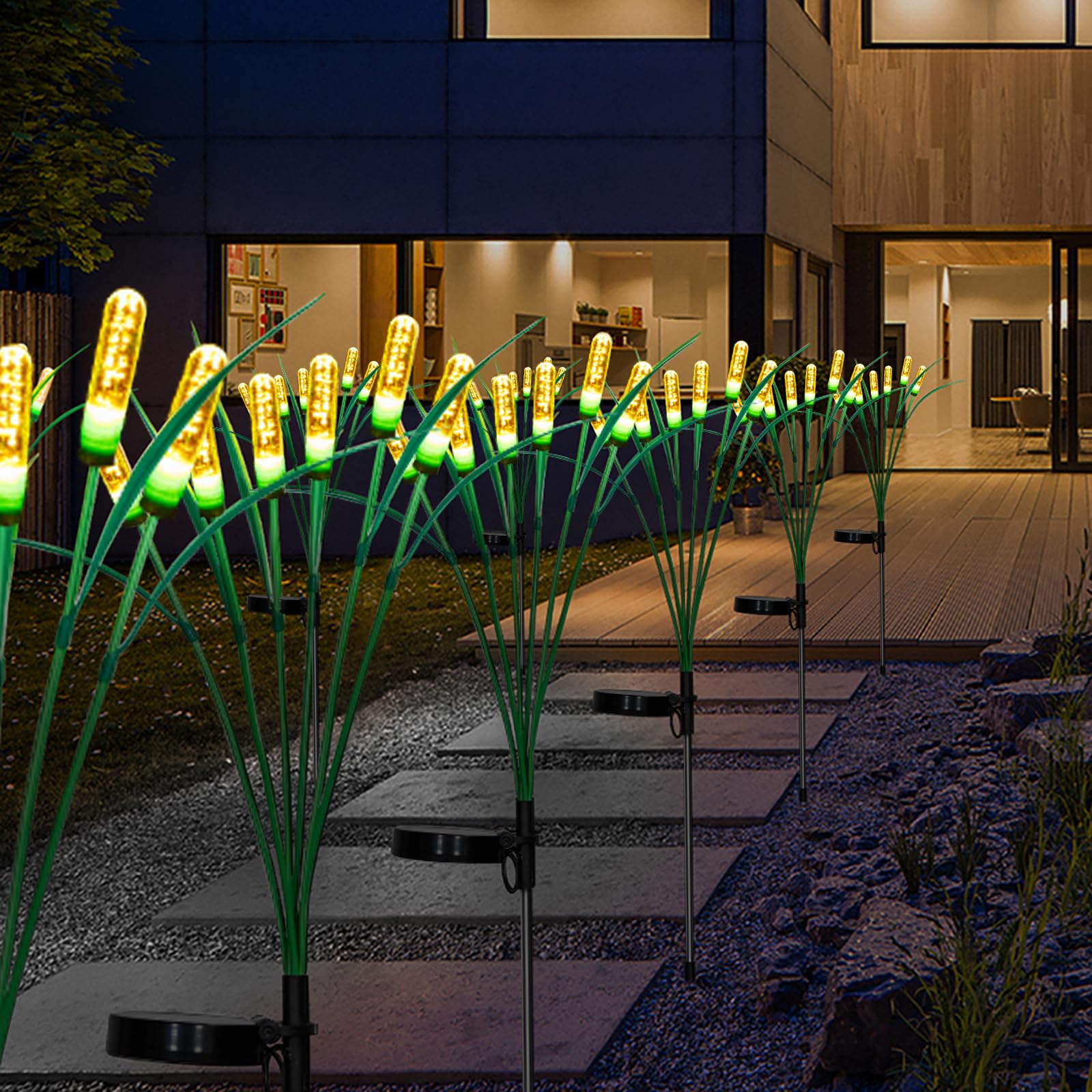 Cubetoou Swaying Solar Garden Lights - Outdoor Waterproof, Solar Firefly Lights, Warm White (2-Pack)