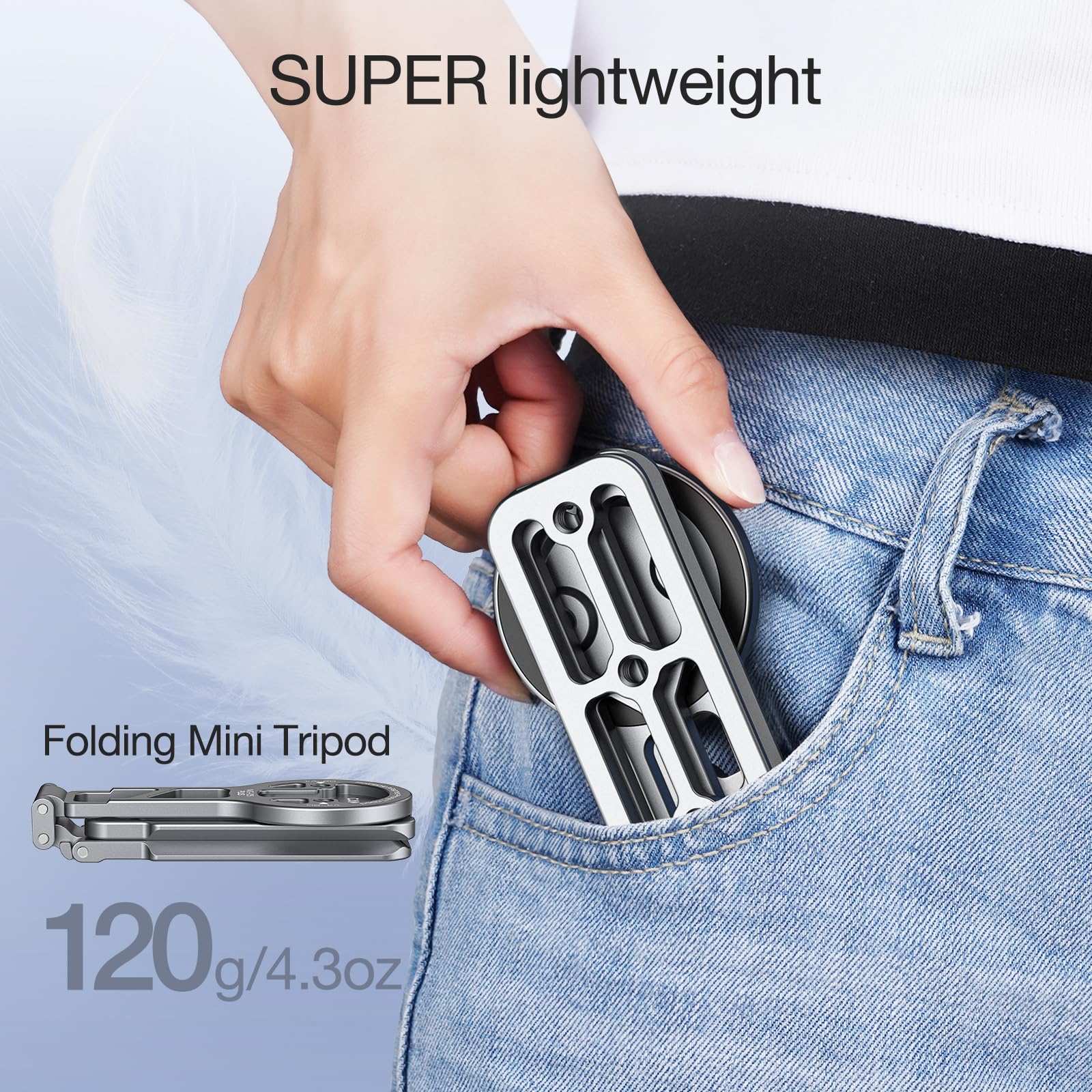 Camolo Geek Magnetic Pocket Phone Tripod Foldable Compatible With Magsafe For Iphone 15/14/13/12 Plus Pro Max Series, Mg-05 Plus Cell Phone Tripod Mount Handle Smartphone Desk Stand Travel All In One