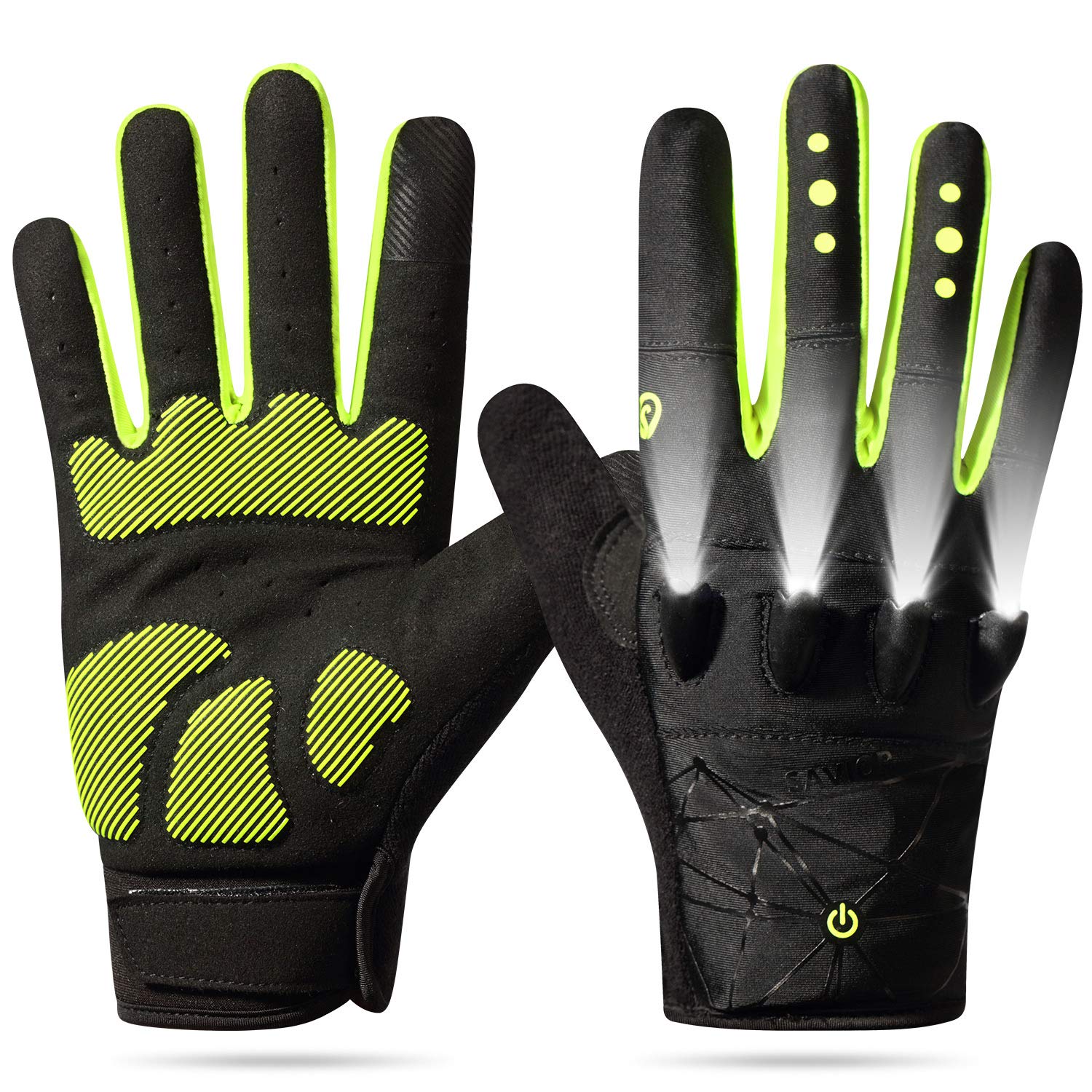 Thiovanek Rechargeable 4 Led Flashlight Cycling Gloves Hands  Led Flashlight For Running Walking Fishing Riding Safety Glove Bicycle Flashlight Glove For Men  Full Finger Led Flashlight Gloves For Men
