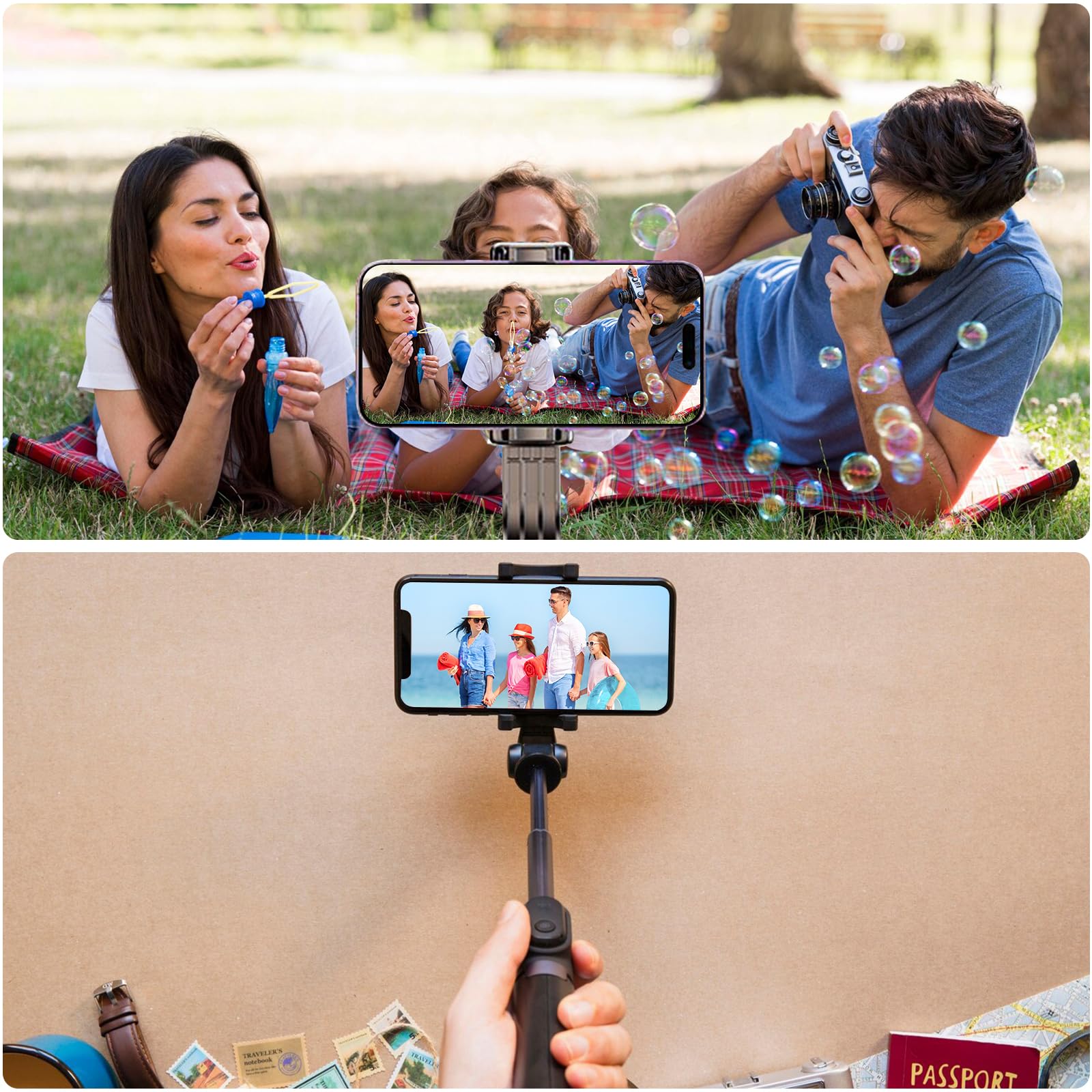 Gogara Selfie Stick & Cell Phone Tripods, Extendable Selfie Stick Tripod With Wireless Remote, Portable, Lightweight, 360° Rotatable Tripod Stand For Video Recording Vlog Compatible With Iphone Samsung