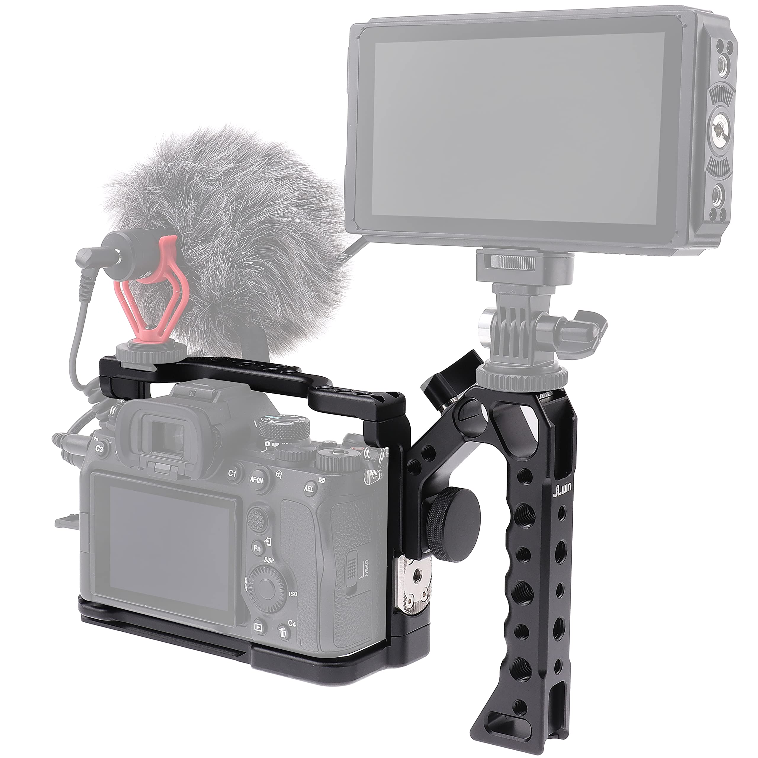 Fotga Jlwin Alloy Aluminum Camera Cage Bracket Stabilizer + Top Handle For Sony A7Iv A7 Mark Iv A7M4 A7Siii Mirrorless Camera Video Film Making Compatible With Arca Swiss Clamp